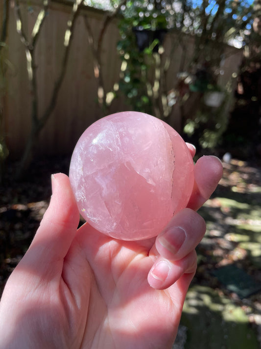 Polished Rose Quartz Palm Stone From Madagascar 224.8g Specimen