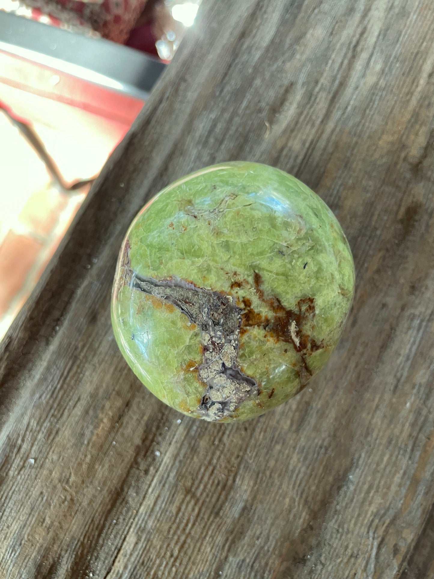 Polished Green Opal Palm Stone From Madagascar, Specimen 246.5g Mineral Crystal