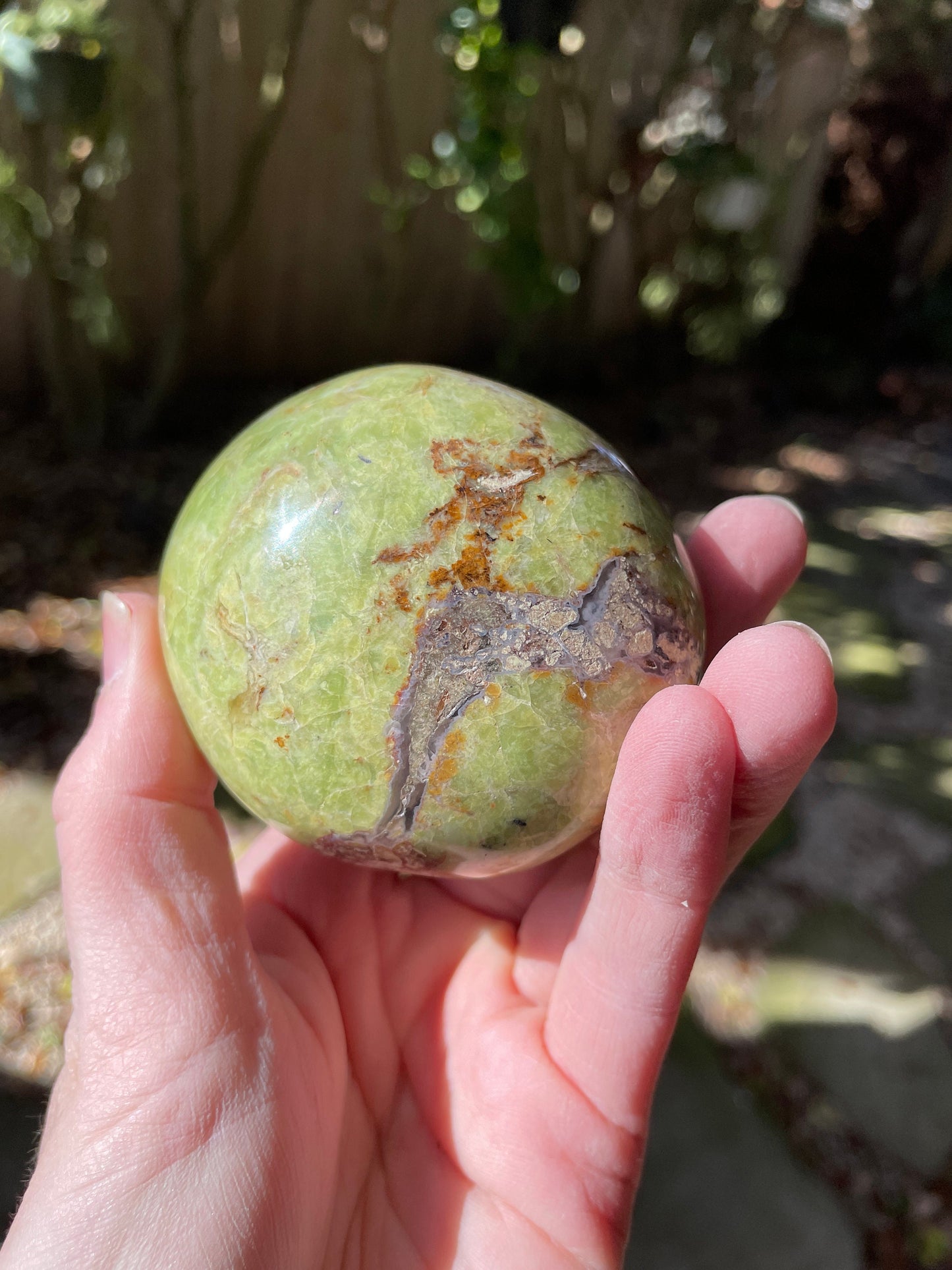 Polished Green Opal Palm Stone From Madagascar, Specimen 246.5g Mineral Crystal