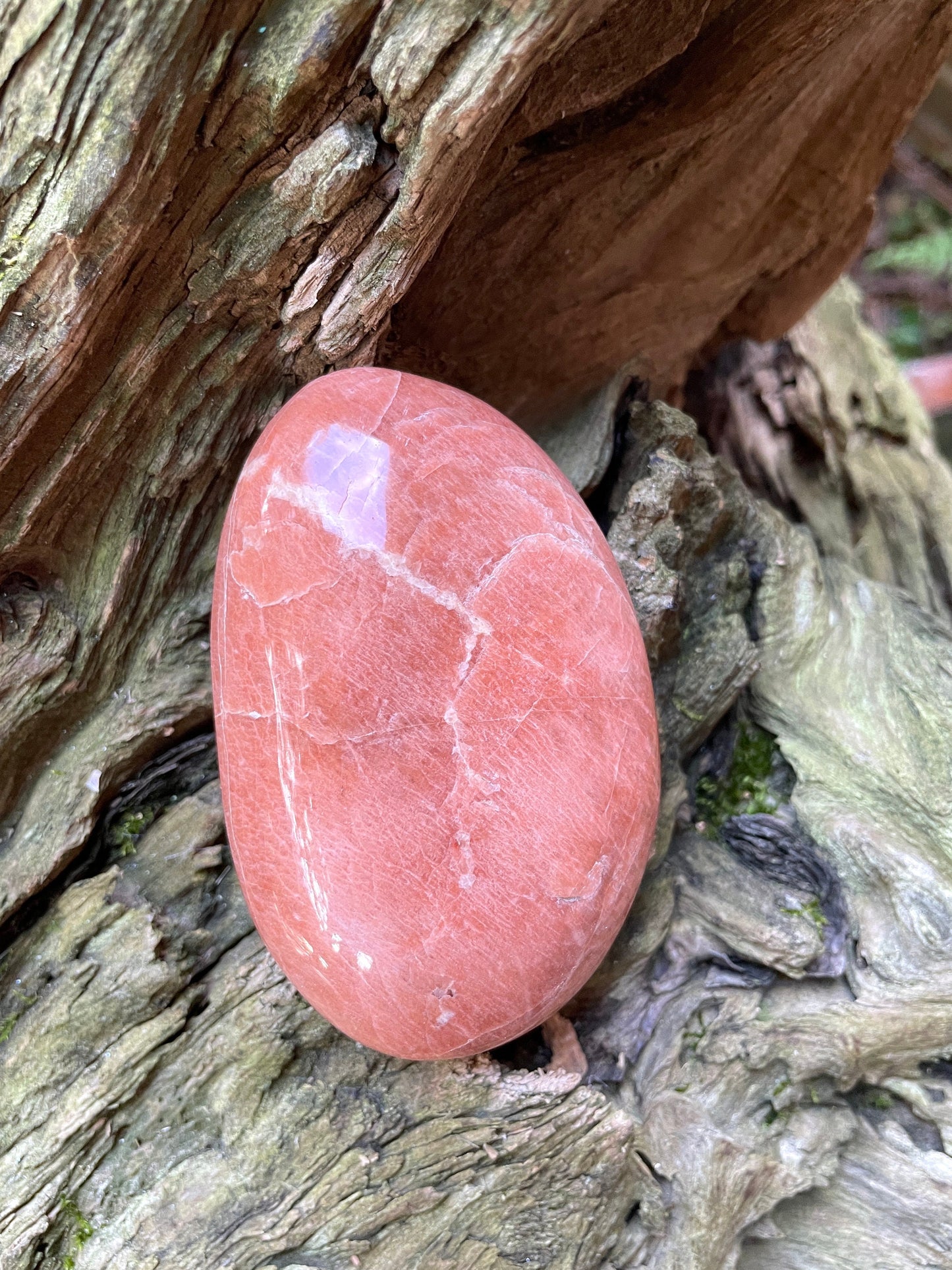 Peach Moonstone Palm Stone Gallete 192.3g Specimen From Madagascar