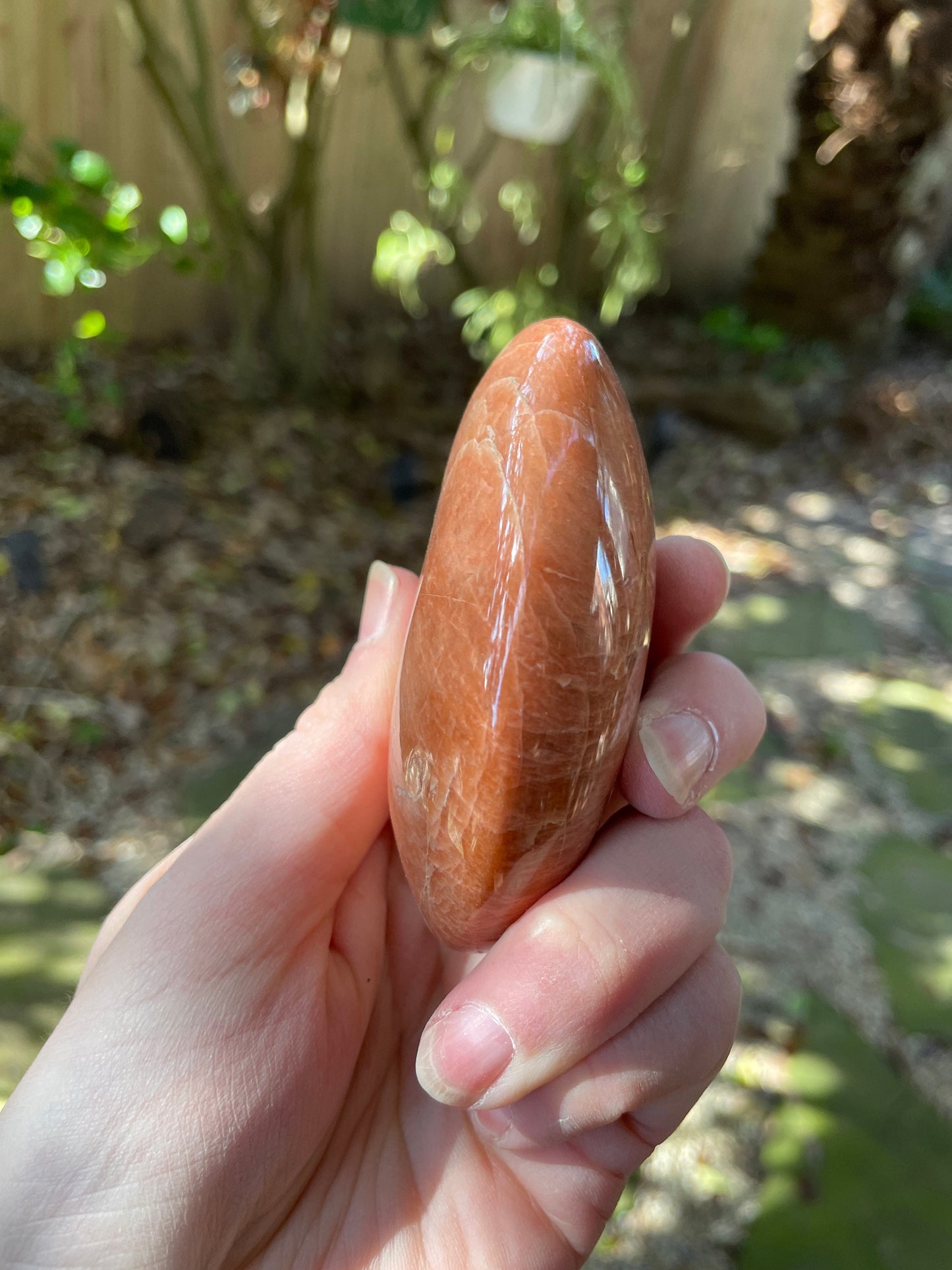 Peach Moonstone Palm Stone Gallete 192.3g Specimen From Madagascar