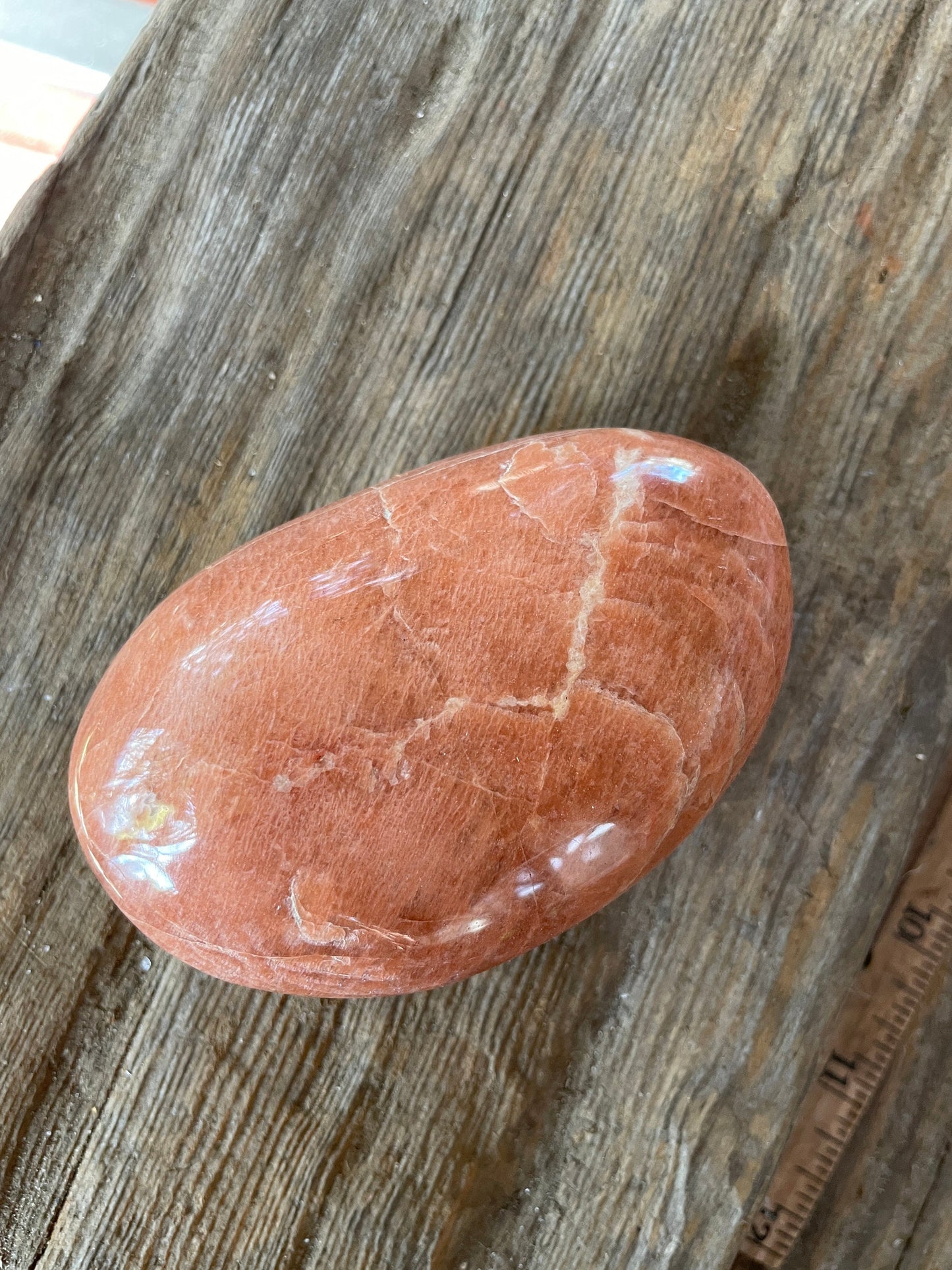 Peach Moonstone Palm Stone Gallete 192.3g Specimen From Madagascar