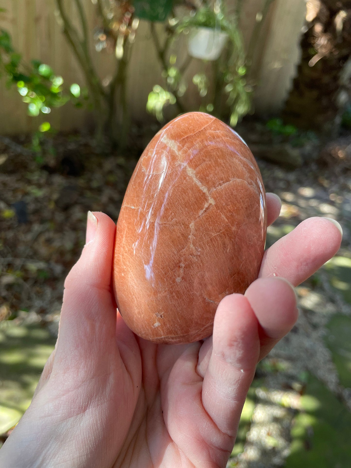 Peach Moonstone Palm Stone Gallete 192.3g Specimen From Madagascar