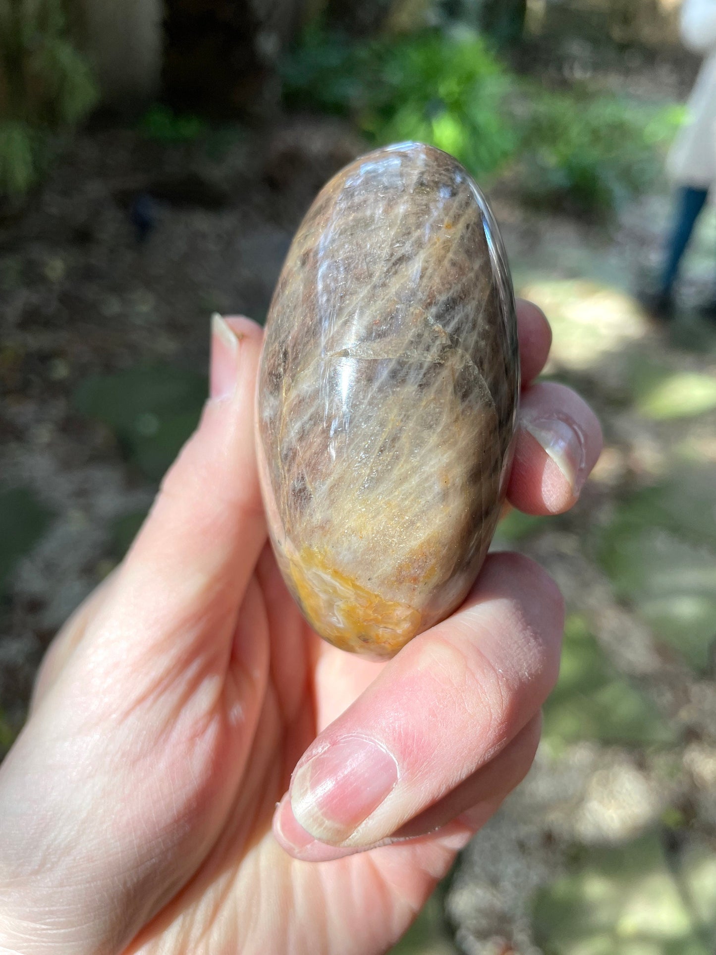 Black Moonstone Palm Stone Gallete 191.3g Specimen From Madagascar