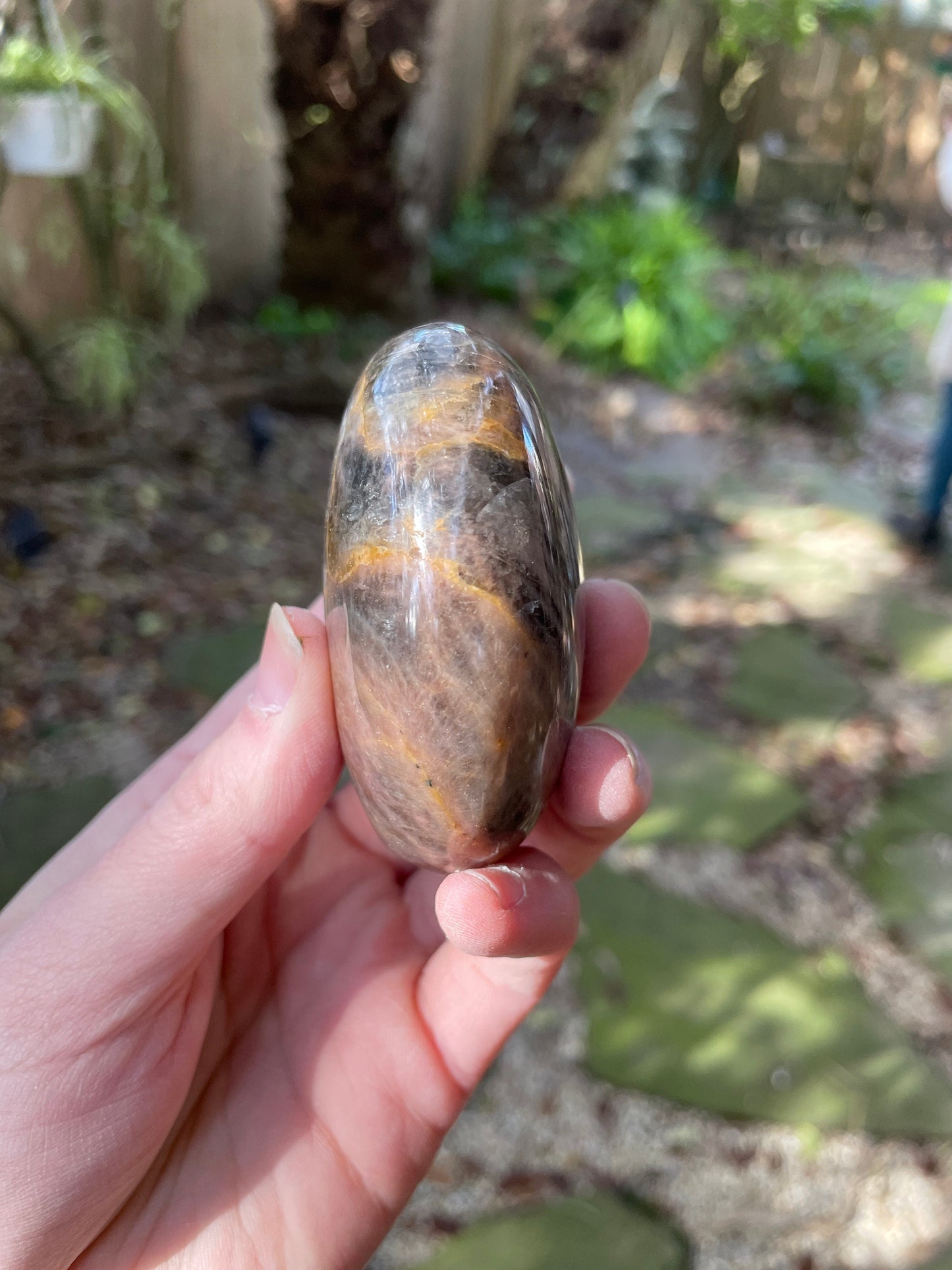 Black Moonstone Palm Stone Gallete 191.3g Specimen From Madagascar