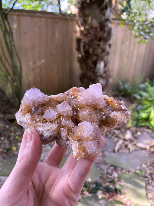 Pale Amethyst w/Hematite and Iron Spirit Quartz Cluster 532g Specimen From Mpumalanga South Africa