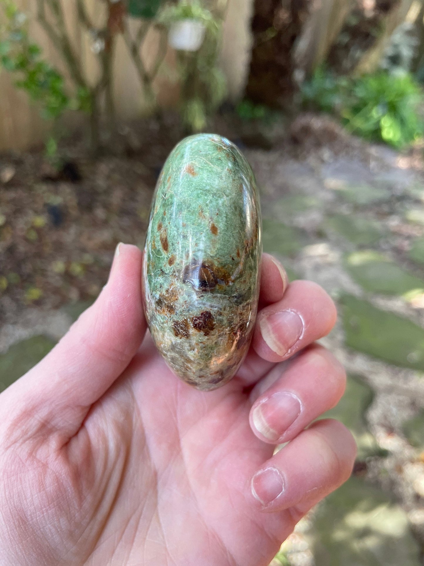 Polished Green Chrysocolla Palm Stone From Madagascar, Specimen 166.5g