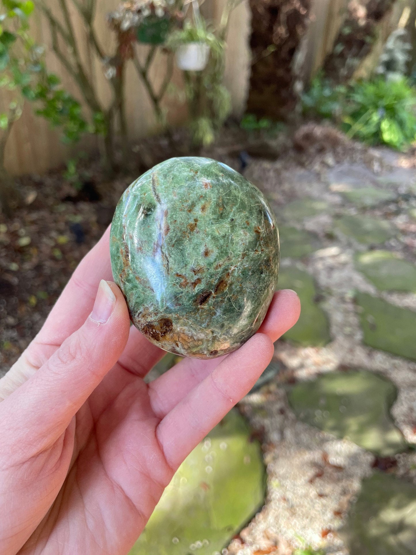 Polished Green Chrysocolla Palm Stone From Madagascar, Specimen 166.5g