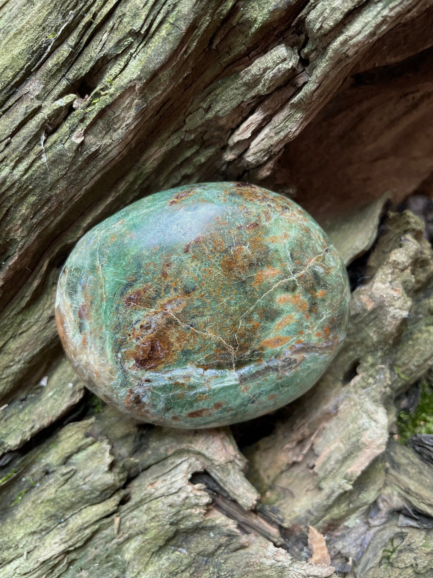 Polished Green Chrysocolla Palm Stone From Madagascar, Specimen 166.5g