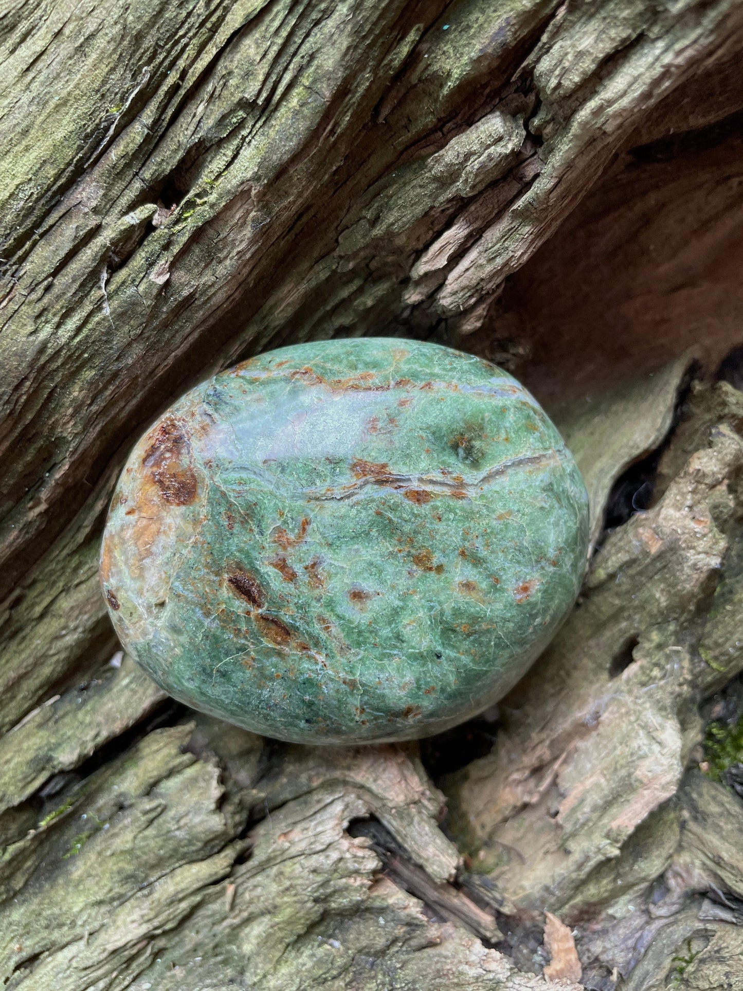 Polished Green Chrysocolla Palm Stone From Madagascar, Specimen 166.5g