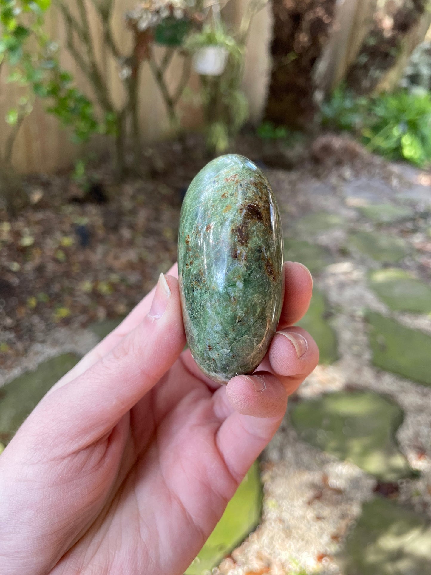 Polished Green Chrysocolla Palm Stone From Madagascar, Specimen 166.5g