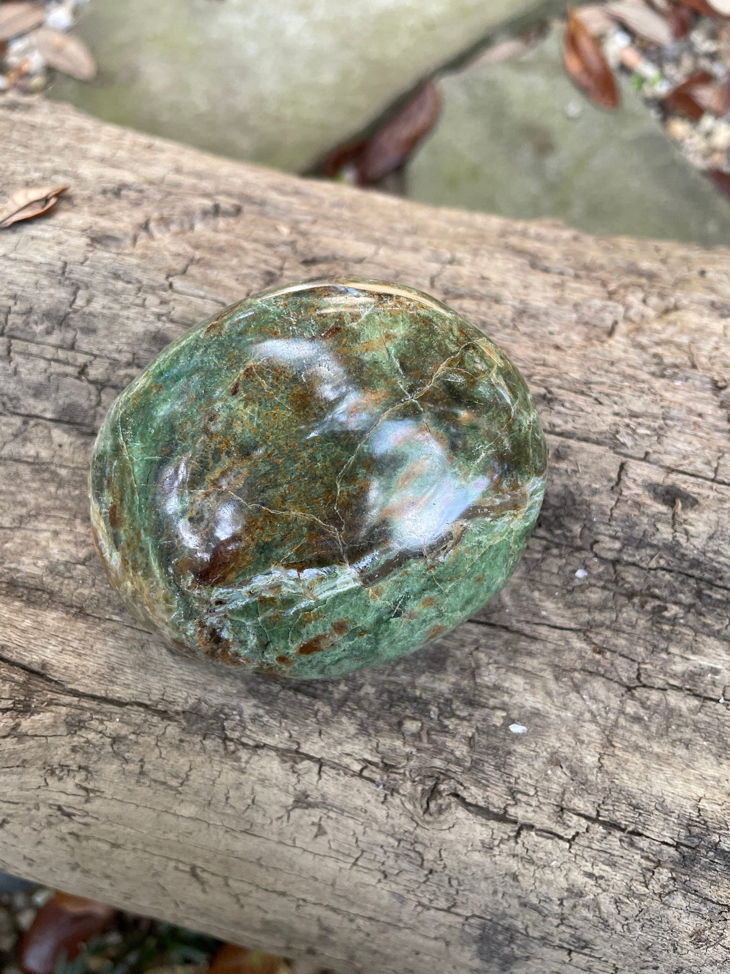 Polished Green Chrysocolla Palm Stone From Madagascar, Specimen 166.5g