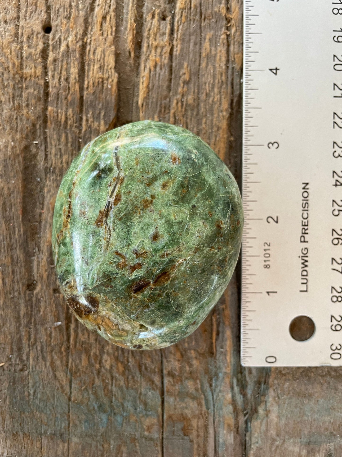 Polished Green Chrysocolla Palm Stone From Madagascar, Specimen 166.5g