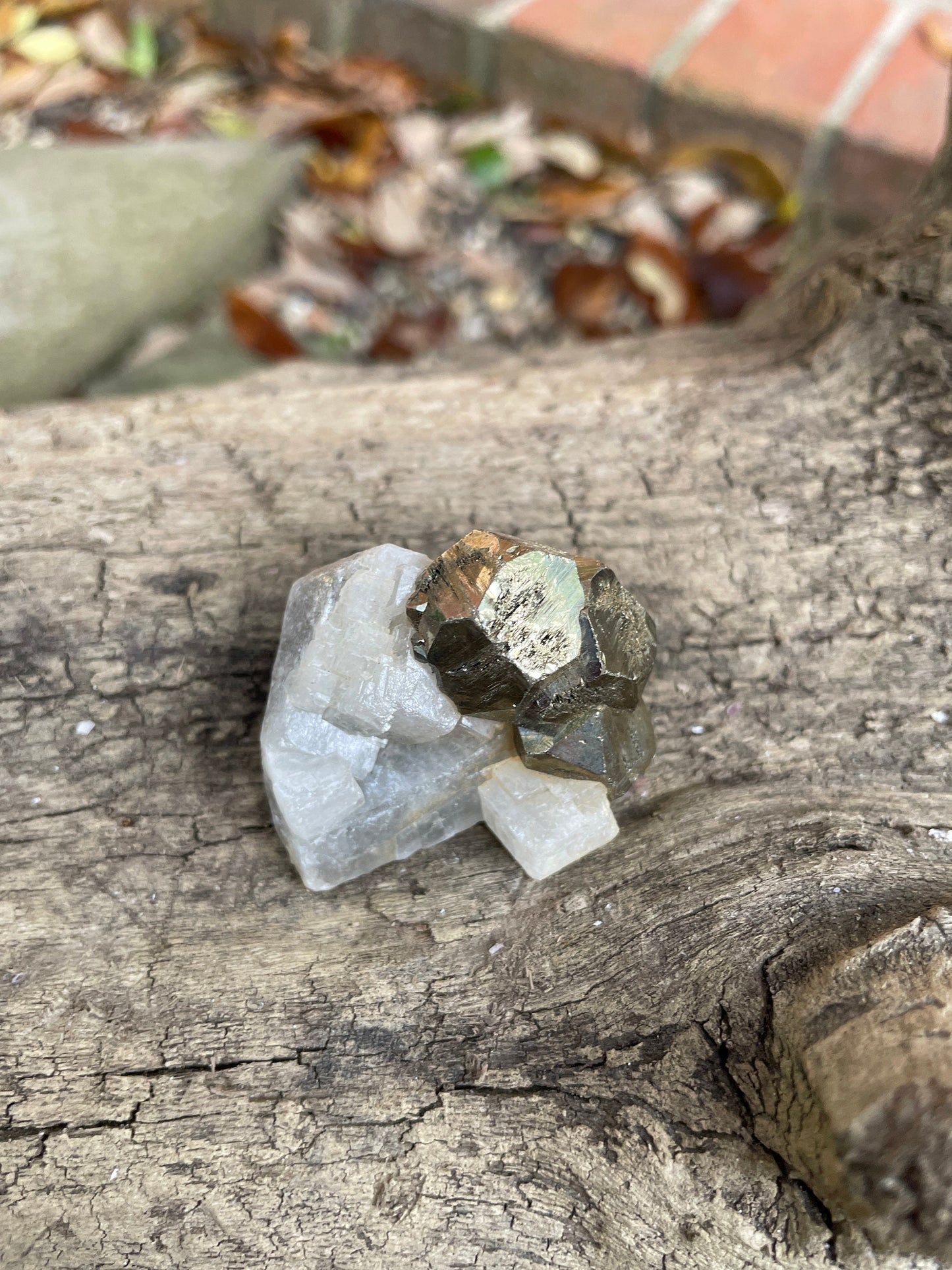 Beautiful Rare Natural Raw Pyrite Crystal With Calcite Specimen39.4g, Shiver Boyaca, Columbia