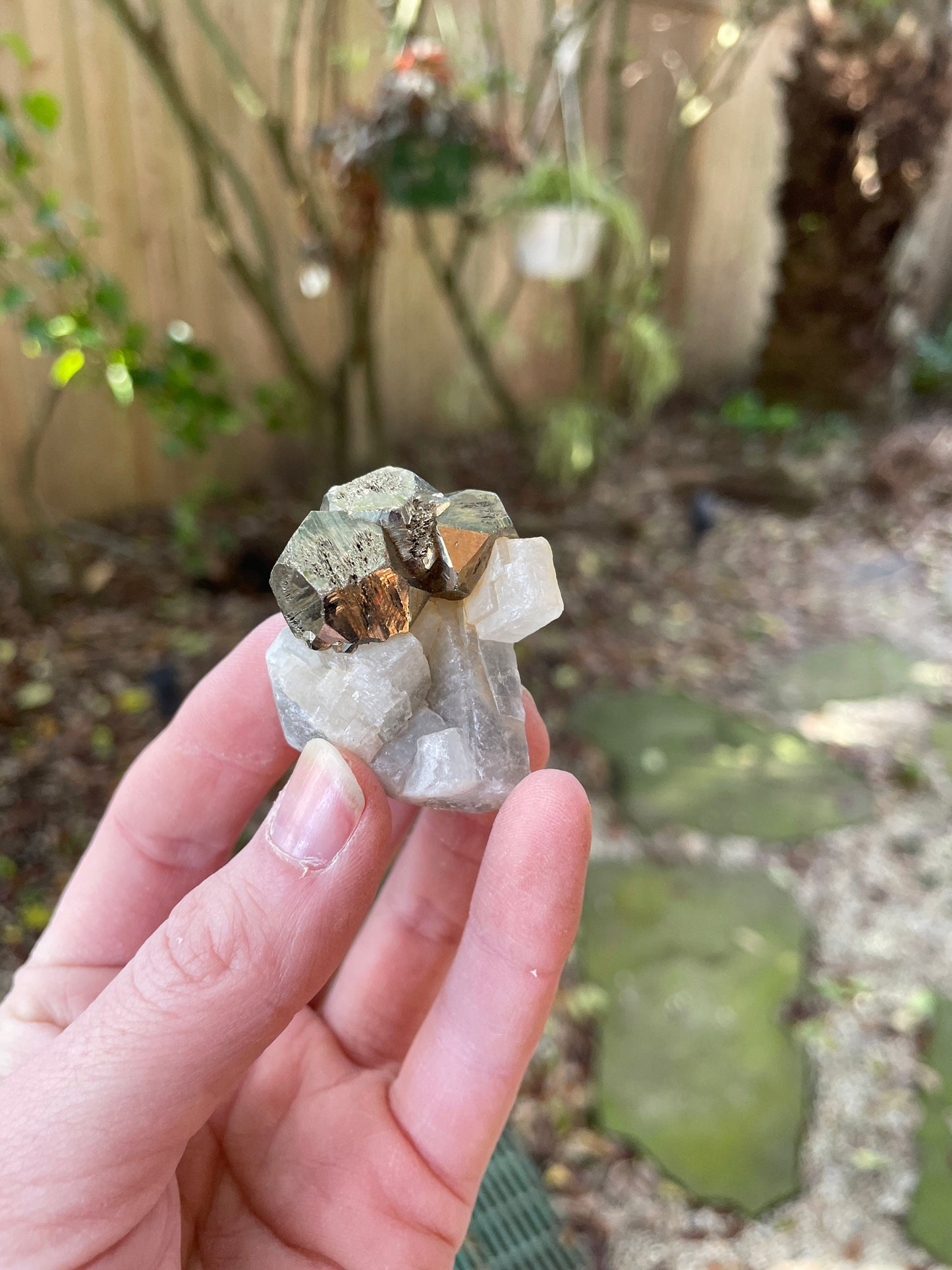 Beautiful Rare Natural Raw Pyrite Crystal With Calcite Specimen39.4g, Shiver Boyaca, Columbia
