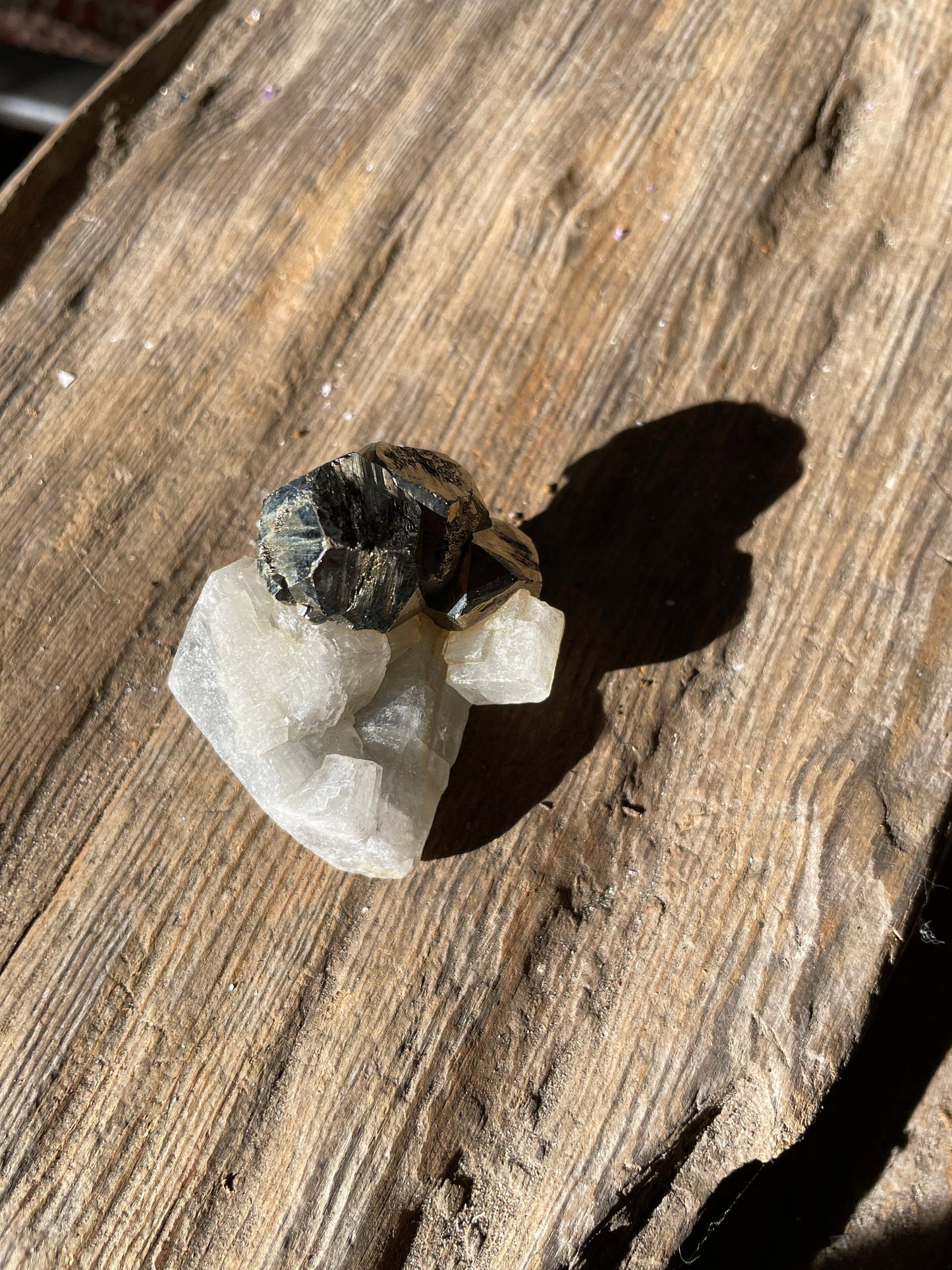 Beautiful Rare Natural Raw Pyrite Crystal With Calcite Specimen39.4g, Shiver Boyaca, Columbia