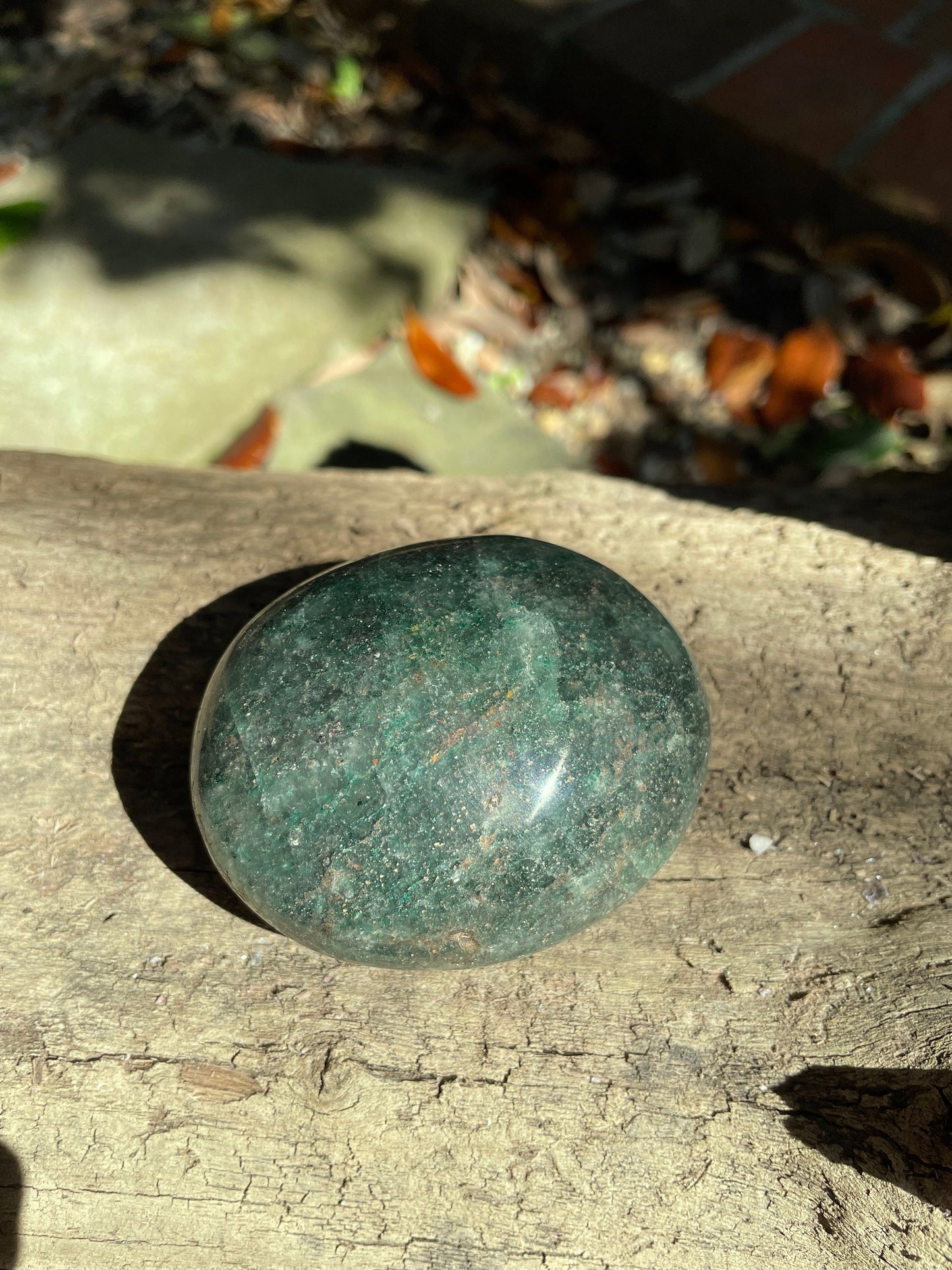 Deep Green Fuchsite palm stone 176.6g Specimen From Madagascar Crystals Minerals