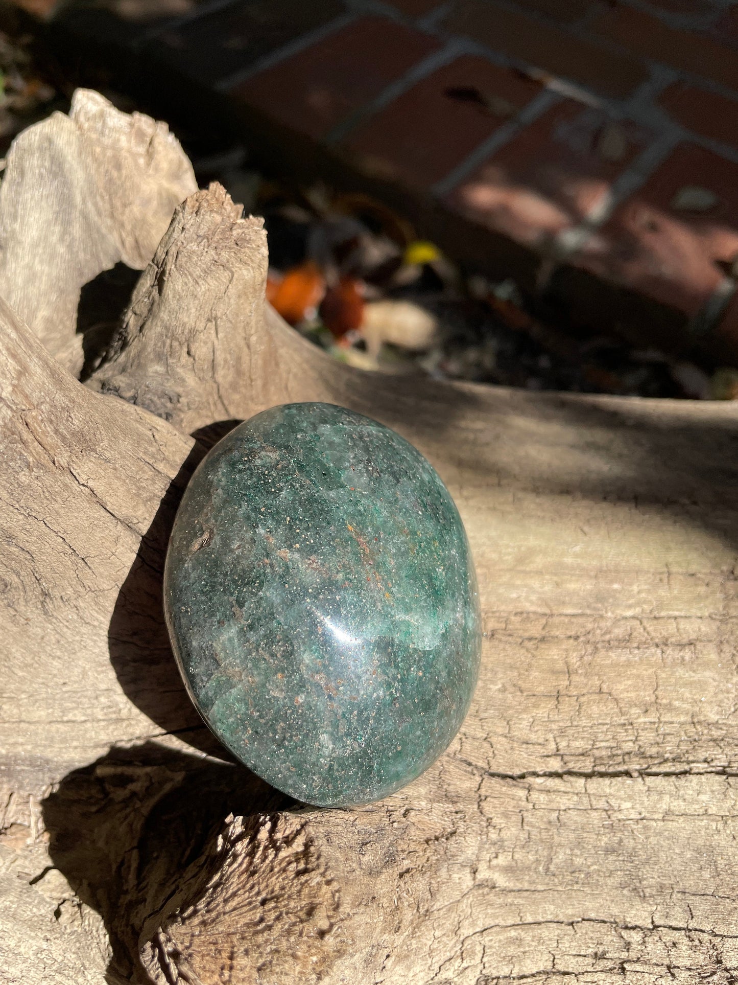 Deep Green Fuchsite palm stone 176.6g Specimen From Madagascar Crystals Minerals
