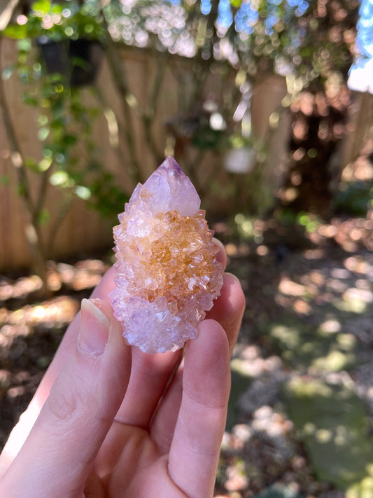 Amethyst Spirit Quartz Point cluster With Iron Specimen 48.3g From Mpumalanga South Africa