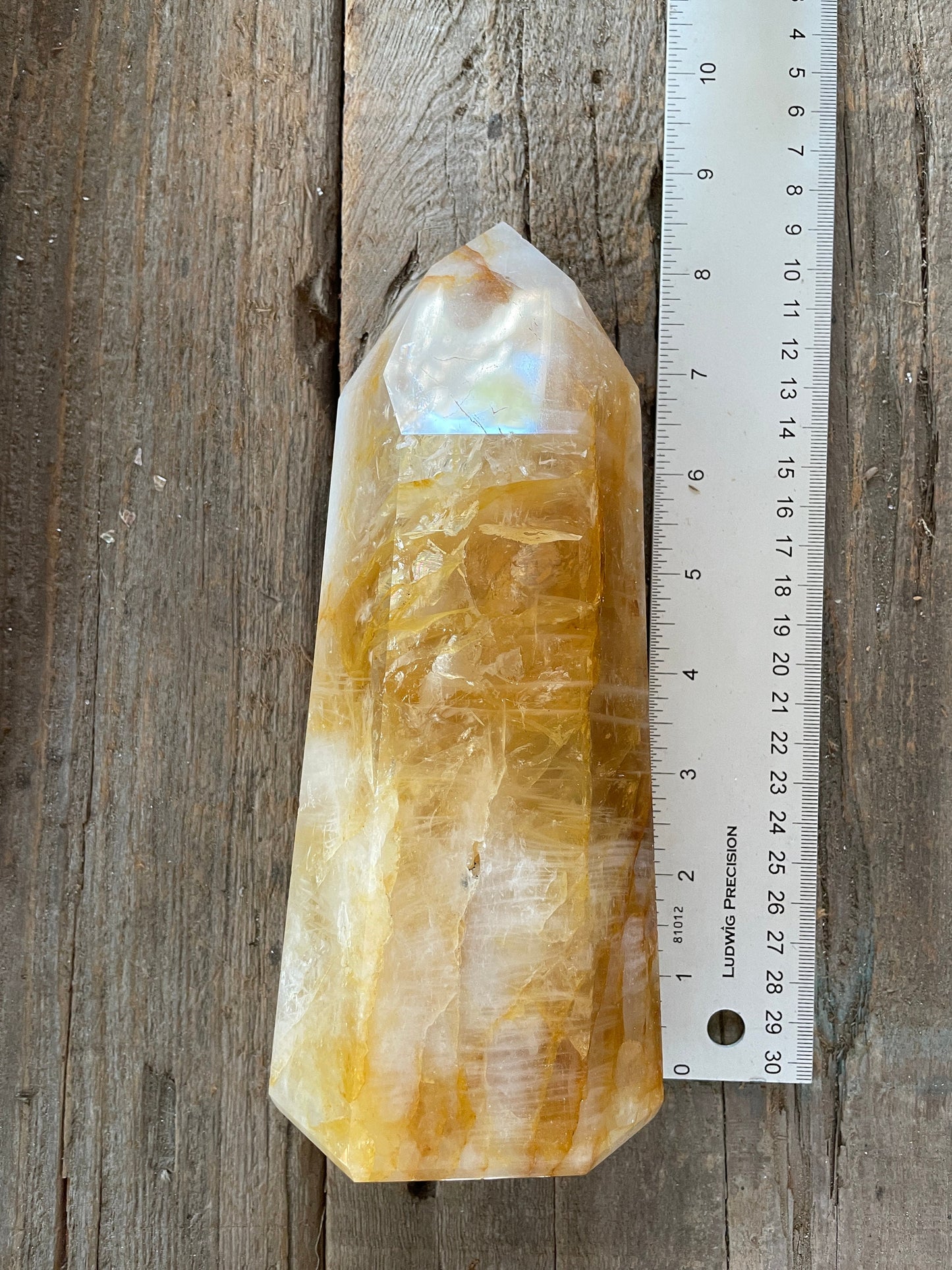 Yellow Golden Healer/Hematoid Iron Quartz Polished Tower 1586g 3lbs 8oz  From Brazil Specimen Mineral Crystal