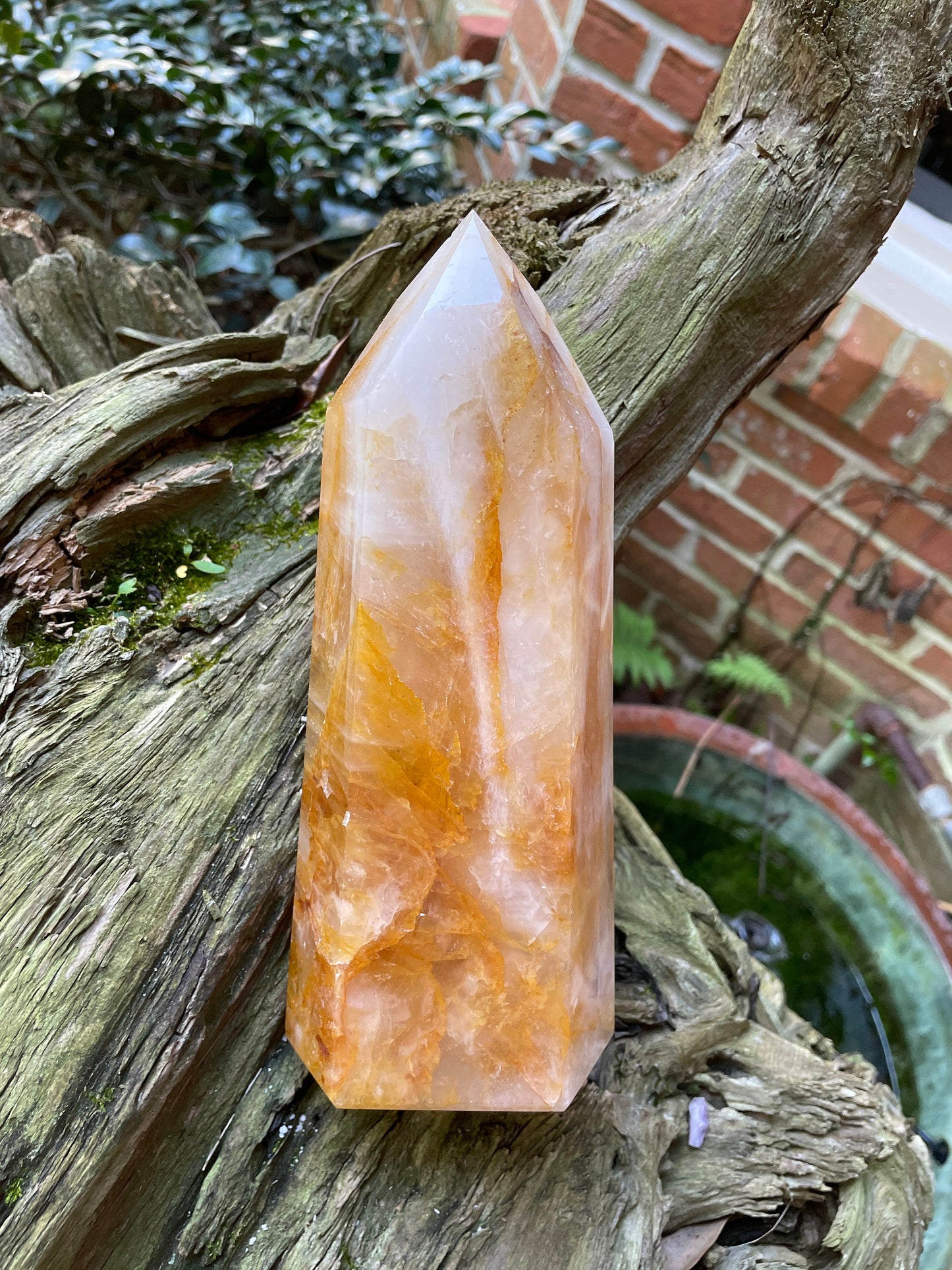 Yellow Golden Healer/Hematoid Iron Quartz Polished Tower 1586g 3lbs 8oz  From Brazil Specimen Mineral Crystal