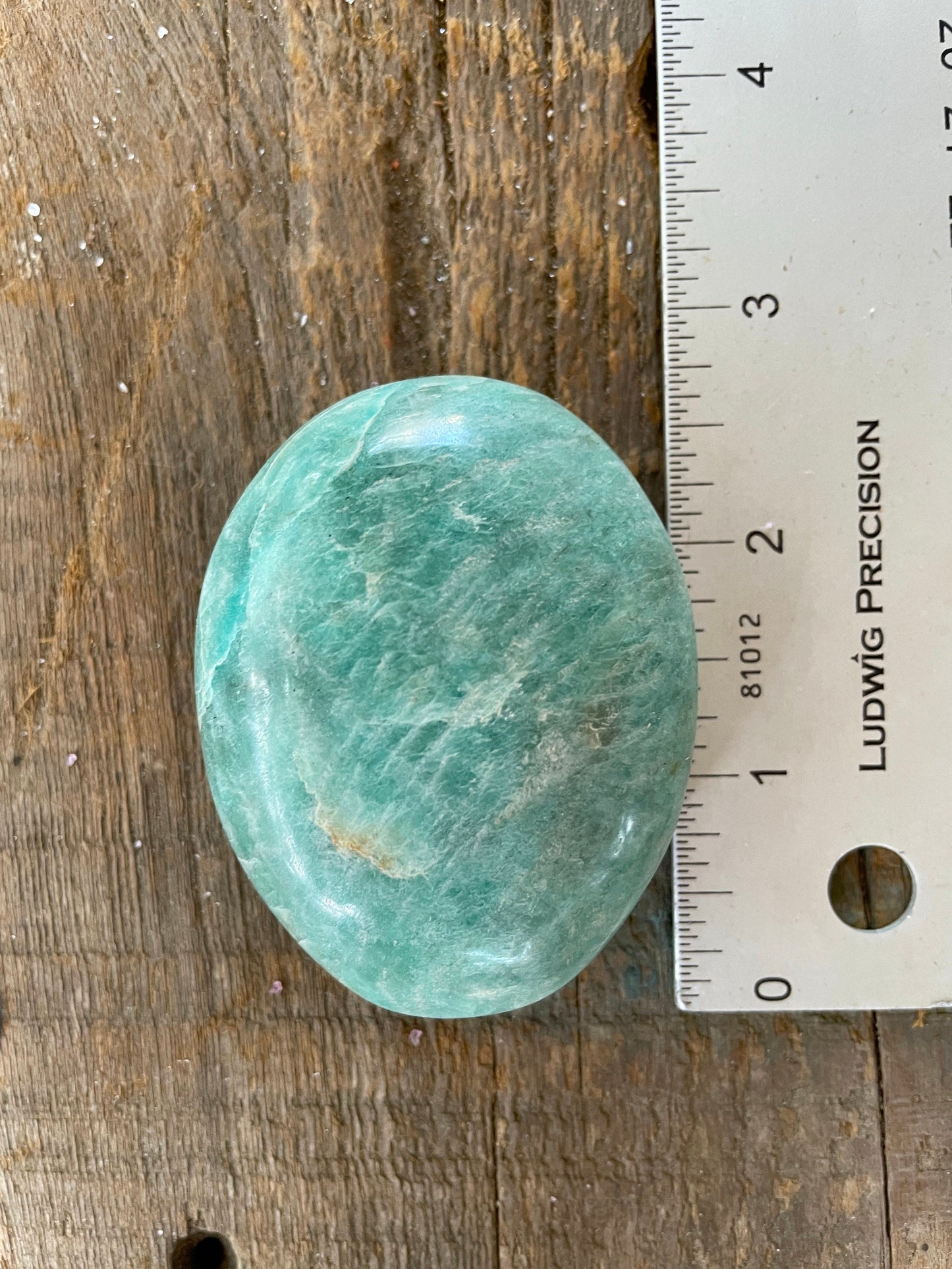 Medium Blue Polished Amazonite Palm Stone 118.9g From Madagascar