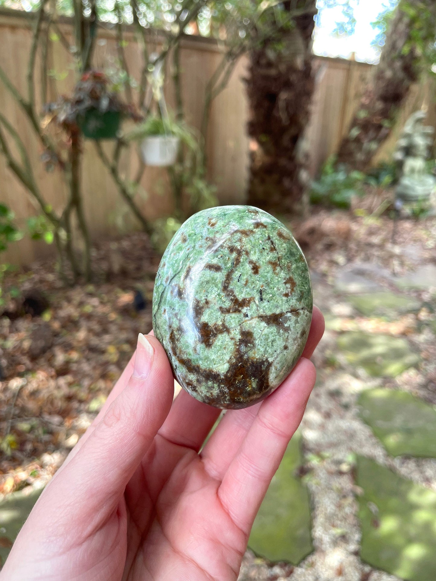 Polished Green Chrysocolla Palm Stone From Madagascar, Specimen 121.1g