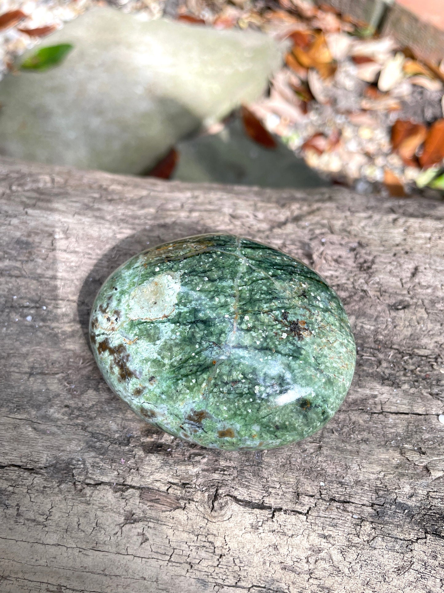 Polished Green Chrysocolla Palm Stone From Madagascar, Specimen 121.1g