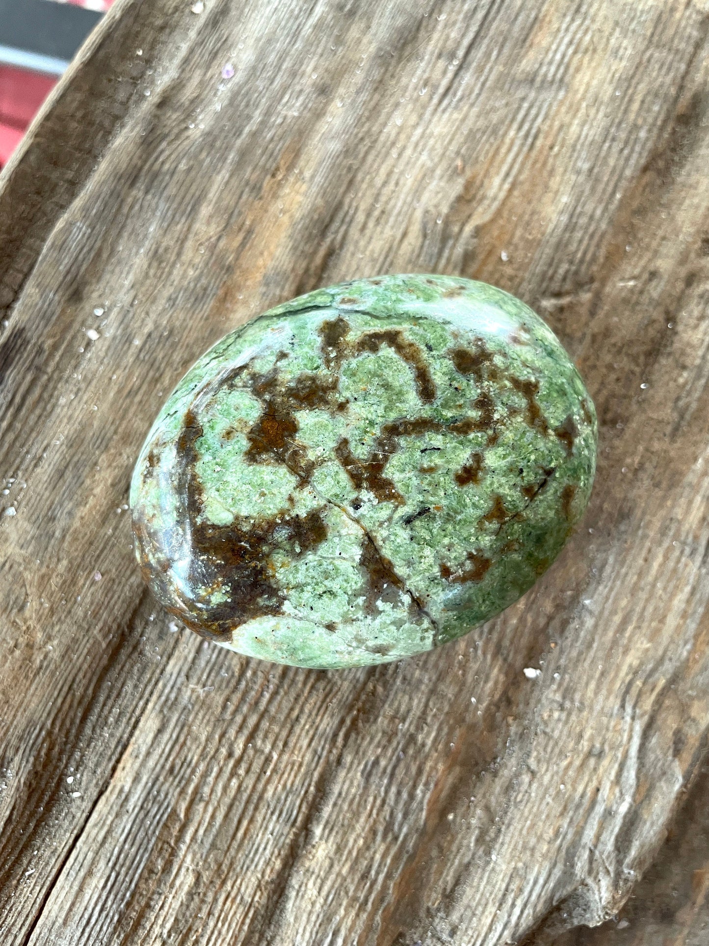 Polished Green Chrysocolla Palm Stone From Madagascar, Specimen 121.1g