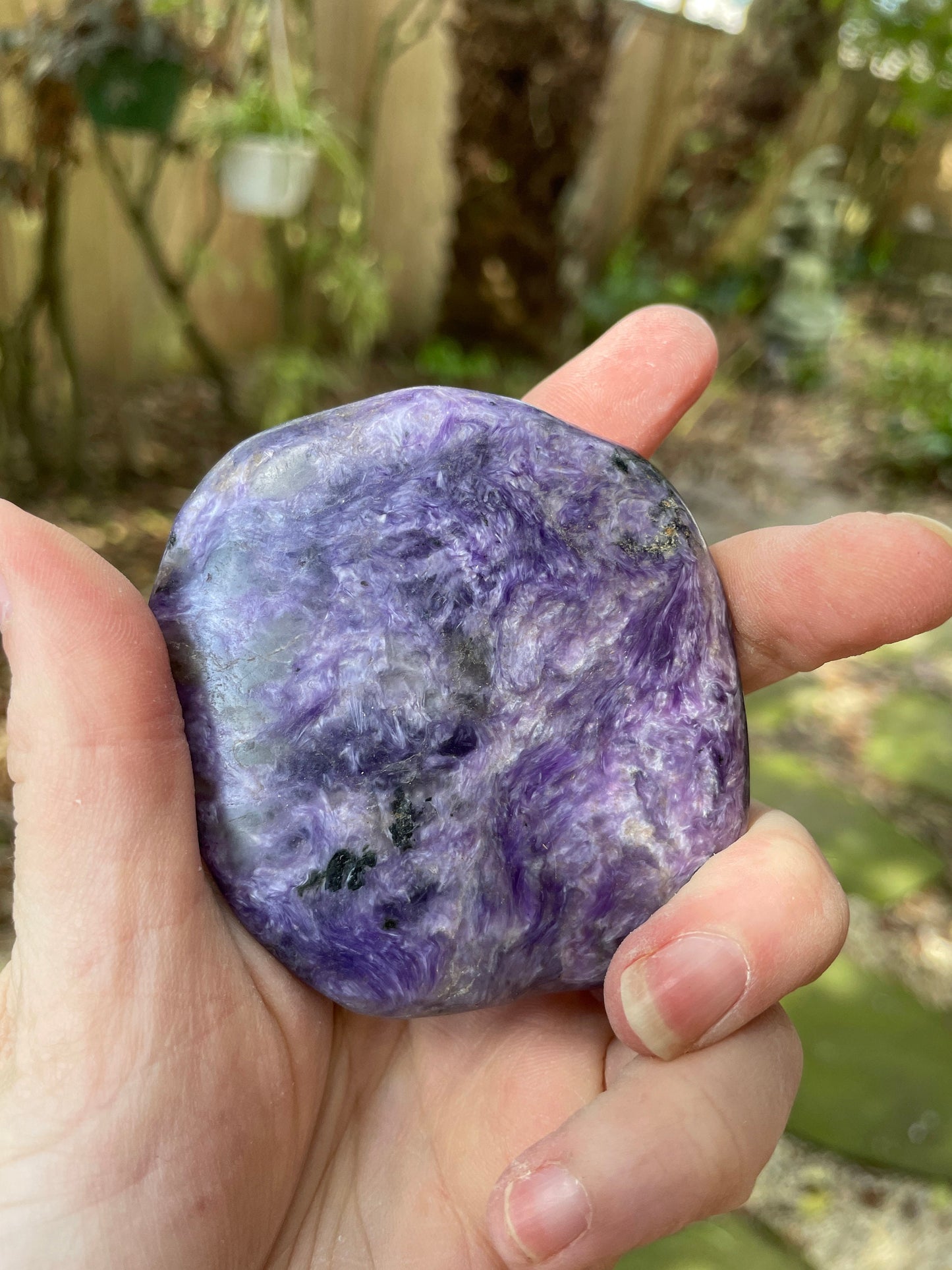 Rare Charoite Palm Stone Specimen 169.2g From Sakha Republic, Siberia, Russia Mineral