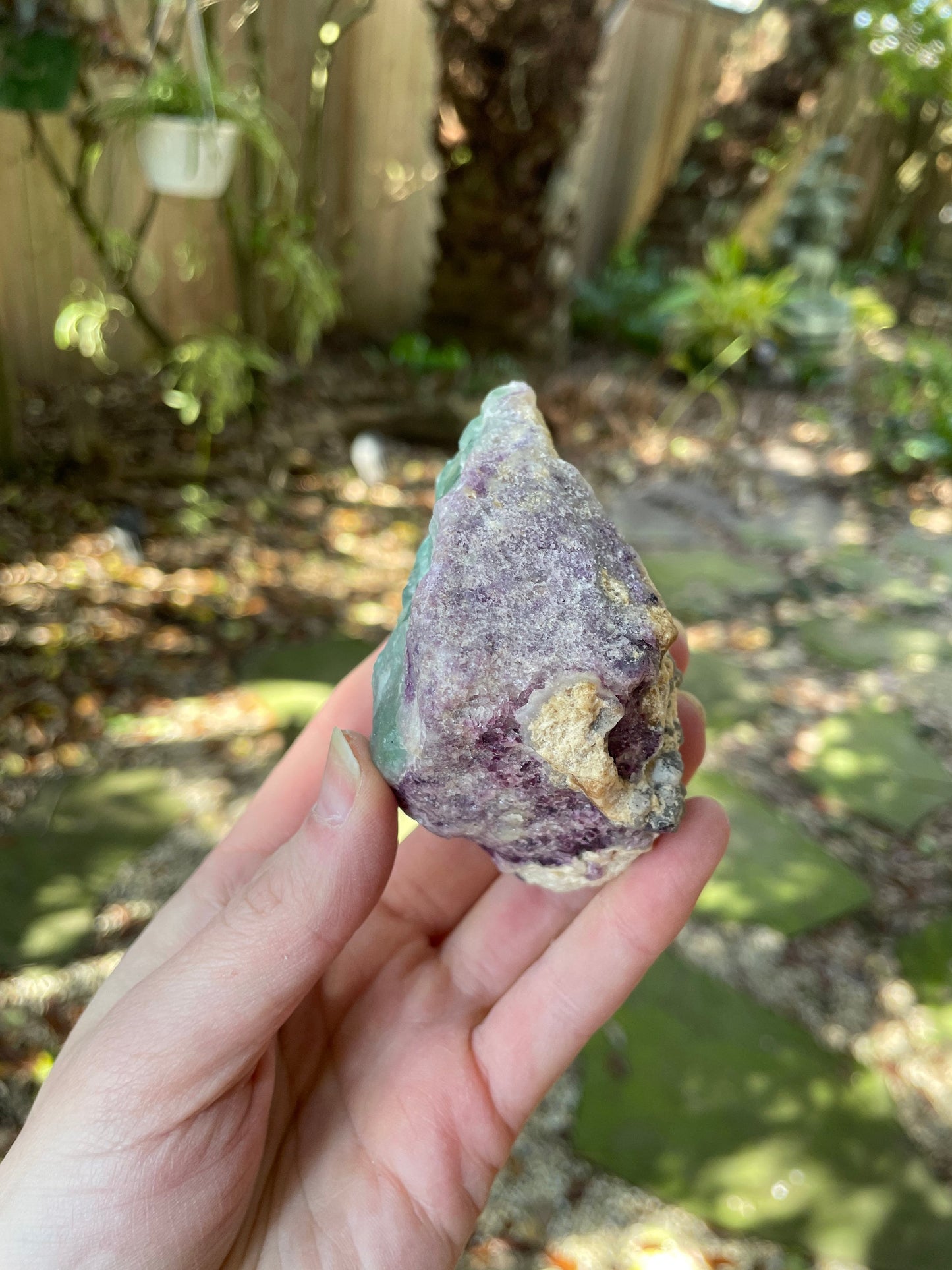 Medium Raw green and purple Fluorite  257.8g From Brazil, Specimen Mineral Crystal
