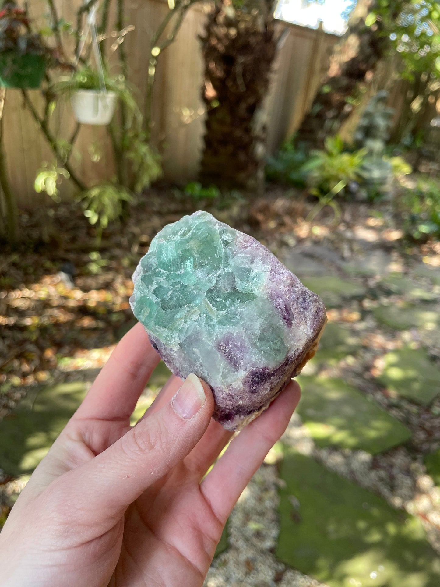 Medium Raw green and purple Fluorite  257.8g From Brazil, Specimen Mineral Crystal