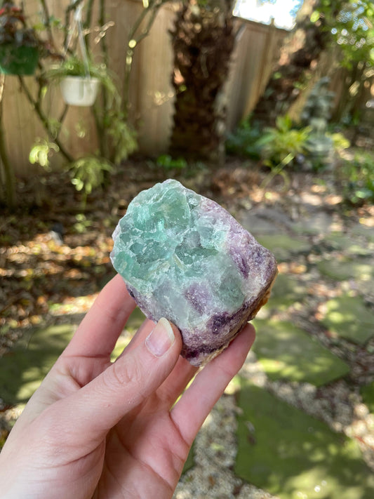 Medium Raw green and purple Fluorite  257.8g From Brazil, Specimen Mineral Crystal