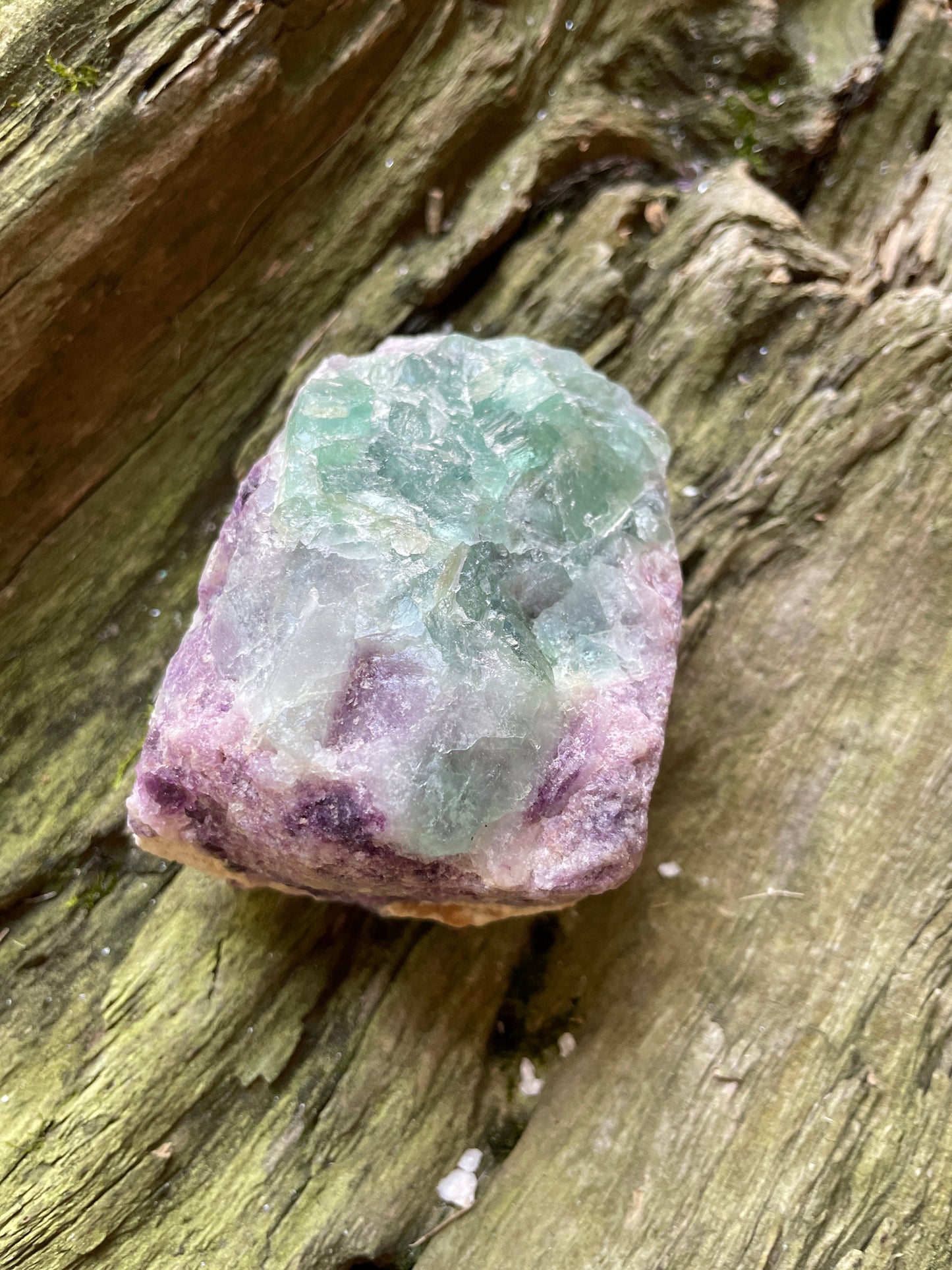 Medium Raw green and purple Fluorite  257.8g From Brazil, Specimen Mineral Crystal