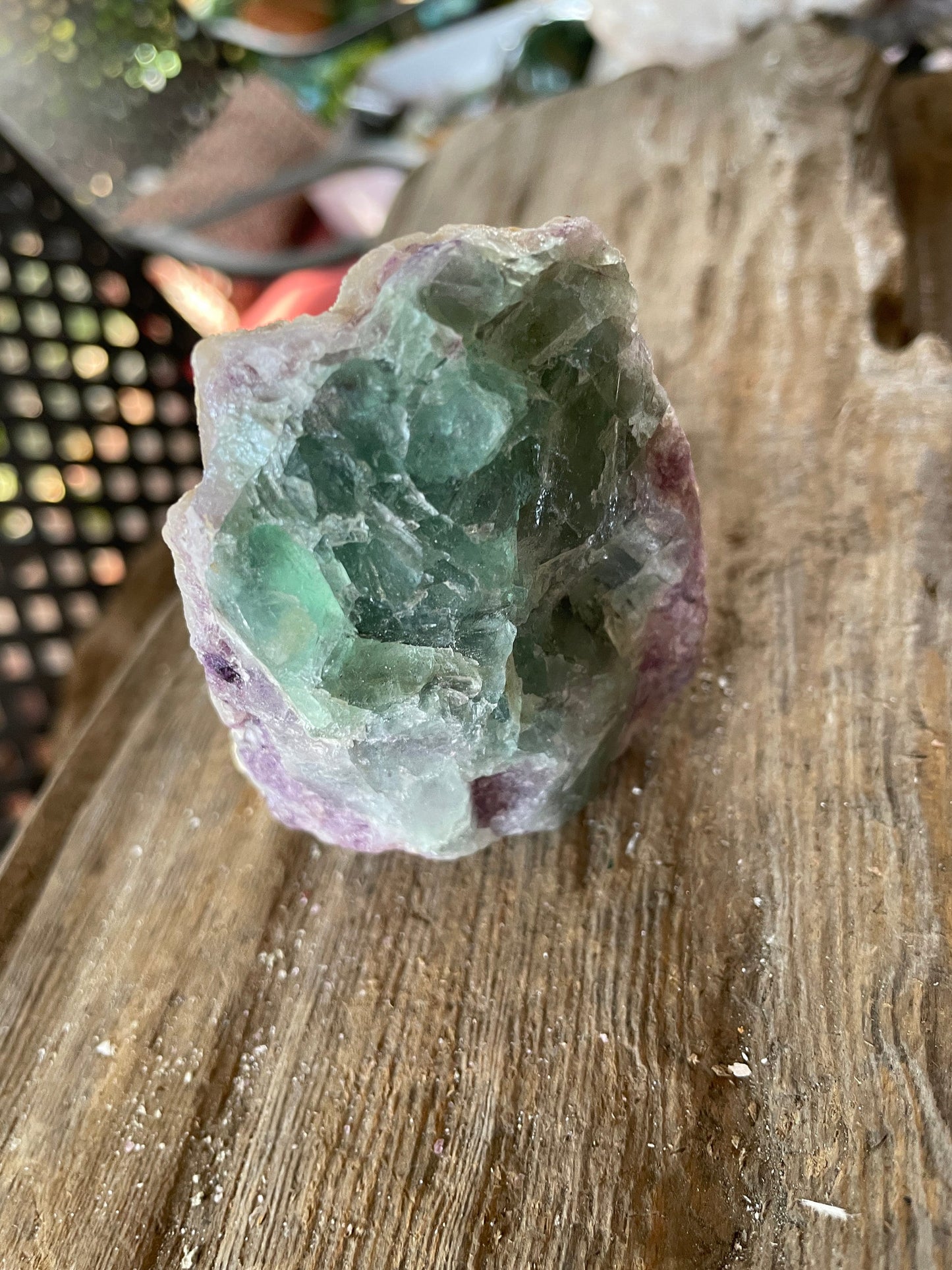 Medium Raw green and purple Fluorite  257.8g From Brazil, Specimen Mineral Crystal