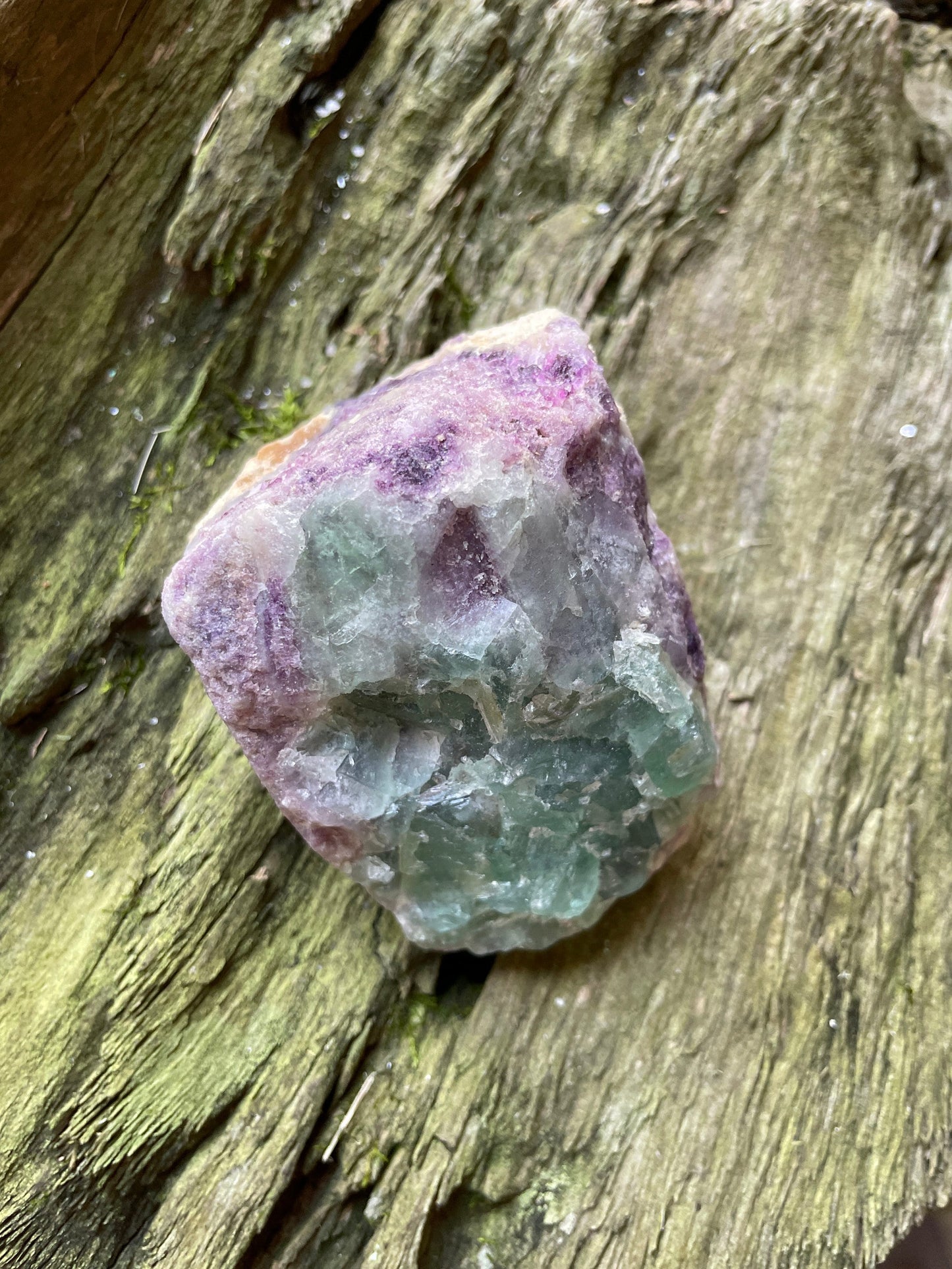 Medium Raw green and purple Fluorite  257.8g From Brazil, Specimen Mineral Crystal