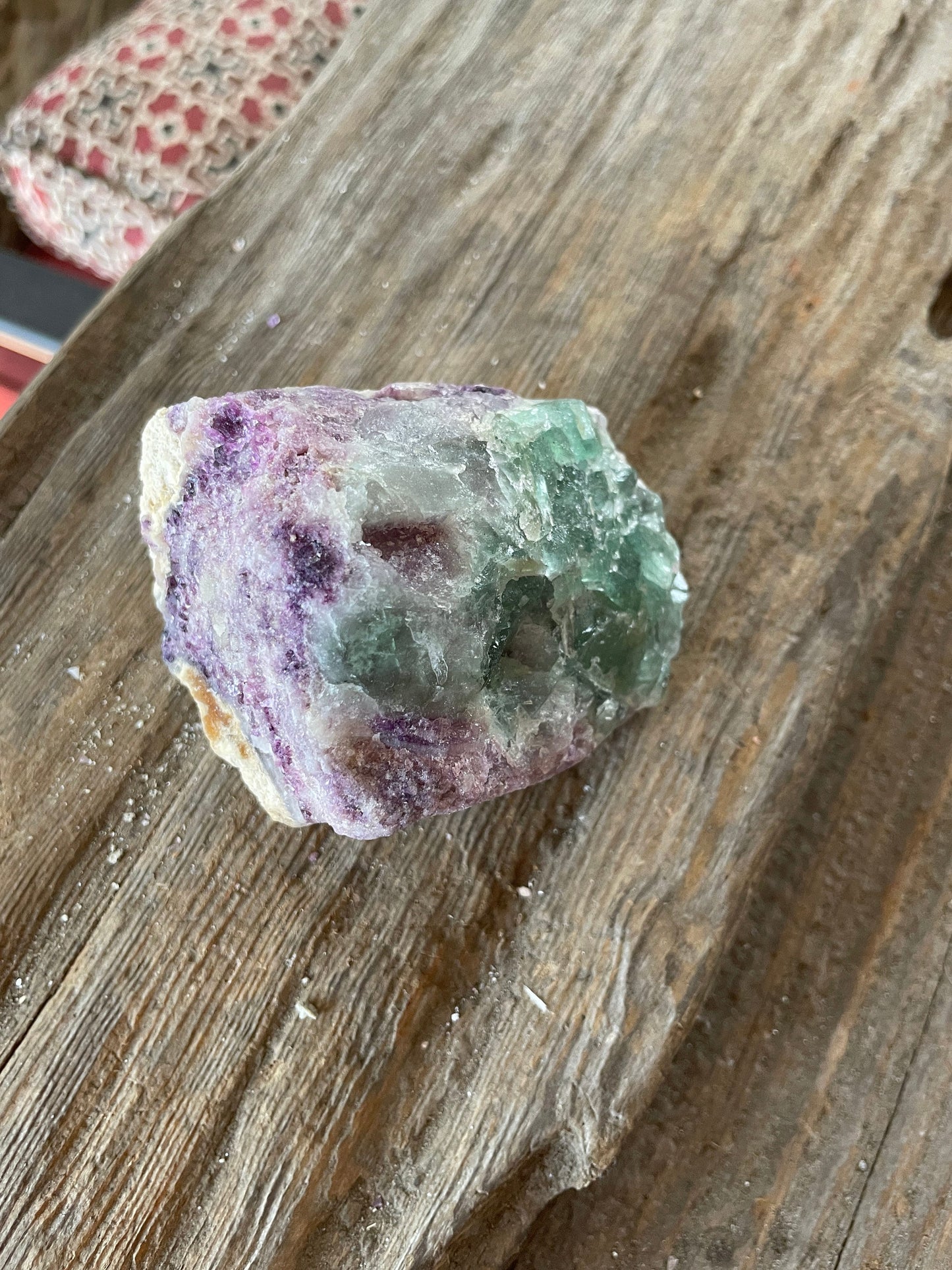 Medium Raw green and purple Fluorite  257.8g From Brazil, Specimen Mineral Crystal