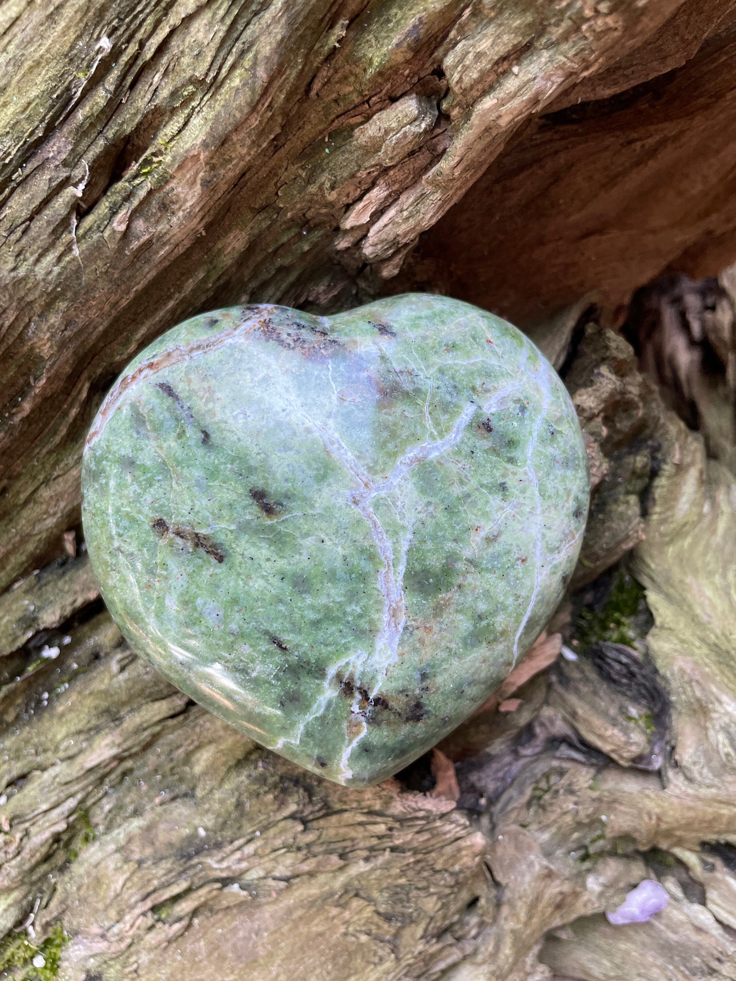 Polished Green Chrysocolla Heart Stone From Madagascar, Specimen 300.8g