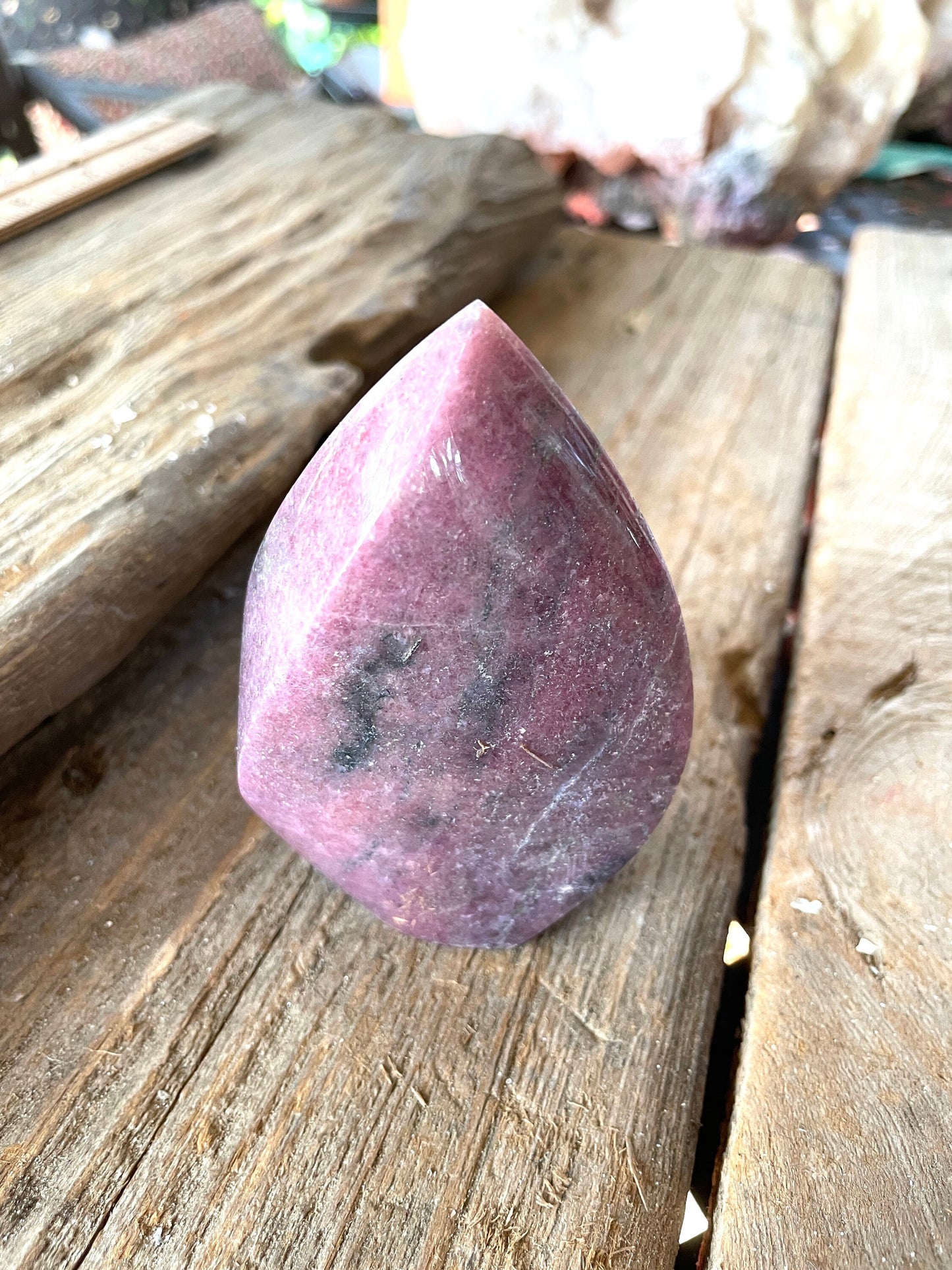 Beautiful Polished Rhodonite Teardrop Specimen 312.2g  From MadagascarMineral