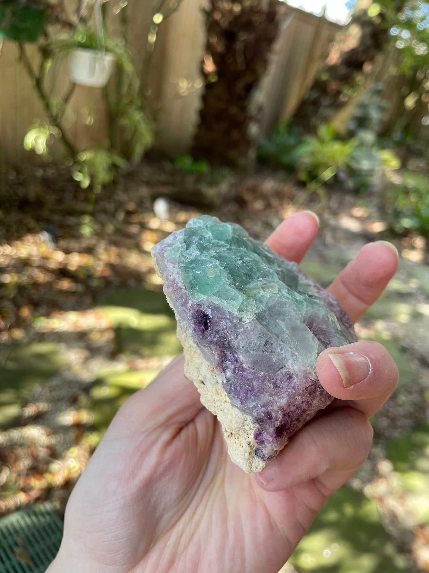 Medium Raw green and purple Fluorite  257.8g From Brazil, Specimen Mineral Crystal