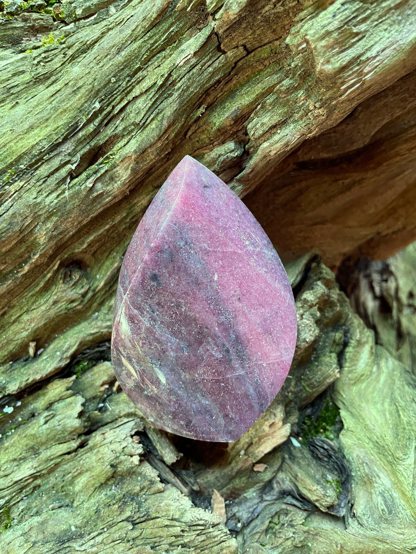 Beautiful Polished Rhodonite Teardrop Specimen 312.2g  From MadagascarMineral