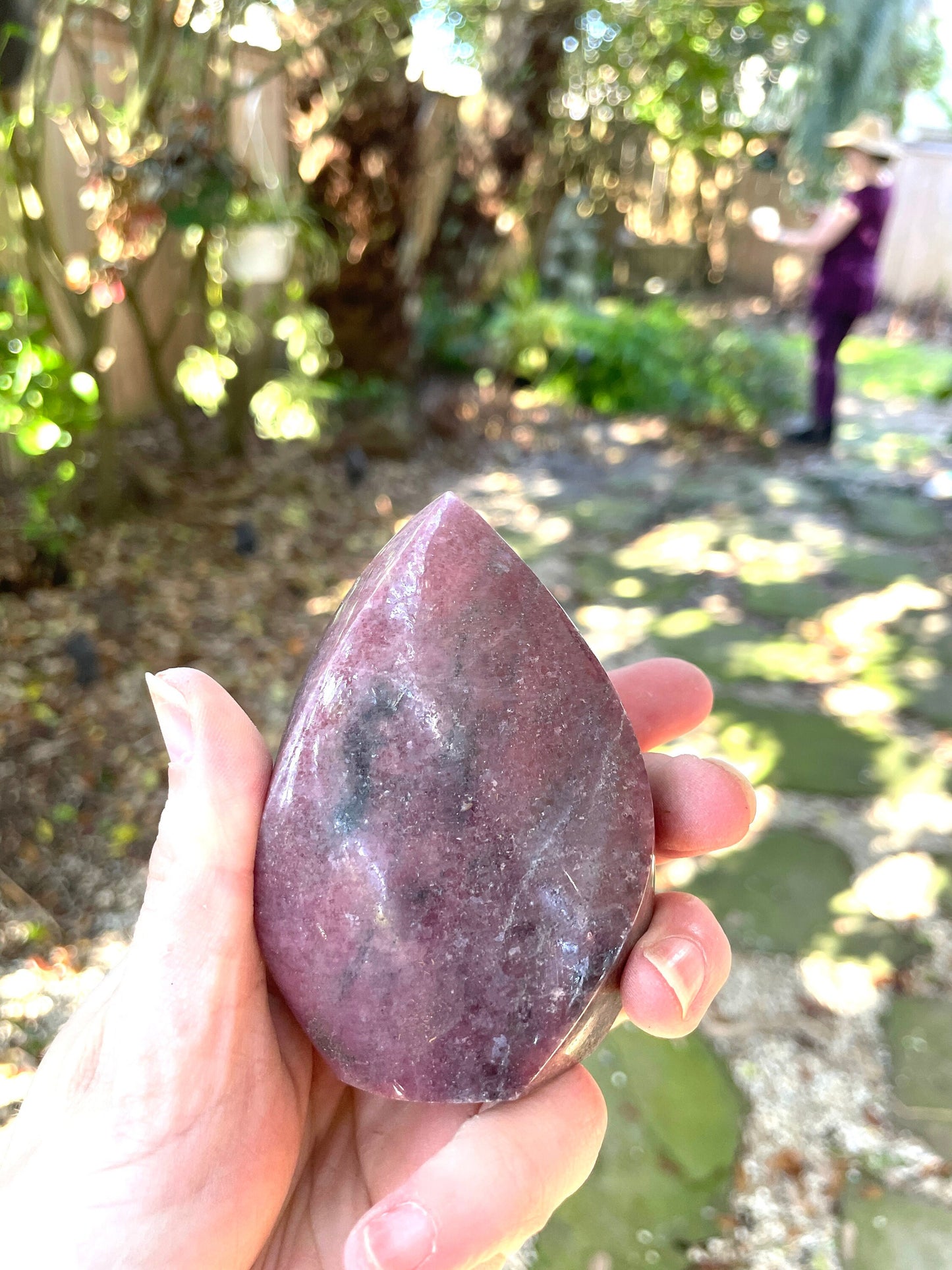 Beautiful Polished Rhodonite Teardrop Specimen 312.2g  From MadagascarMineral