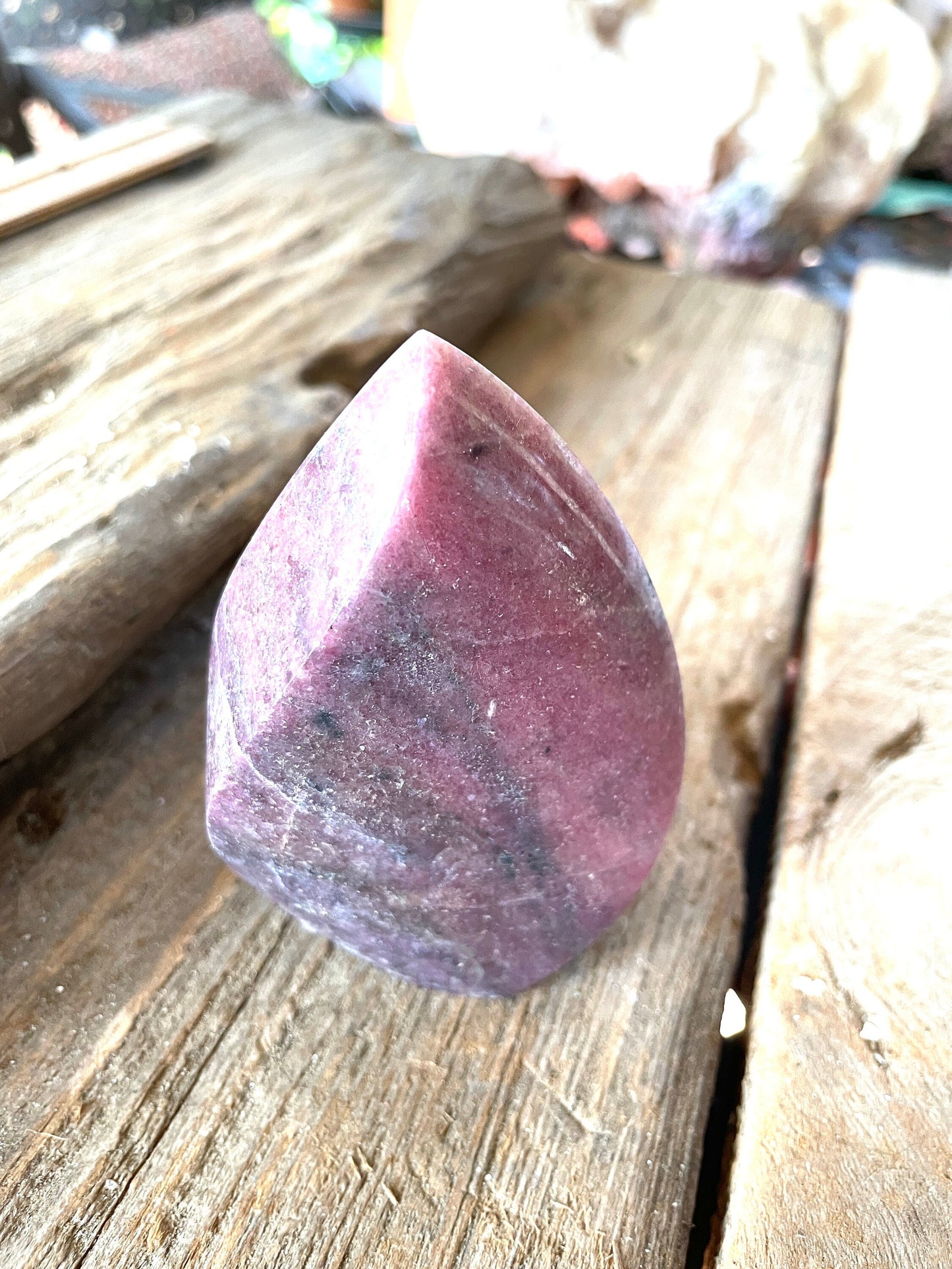 Beautiful Polished Rhodonite Teardrop Specimen 312.2g  From MadagascarMineral