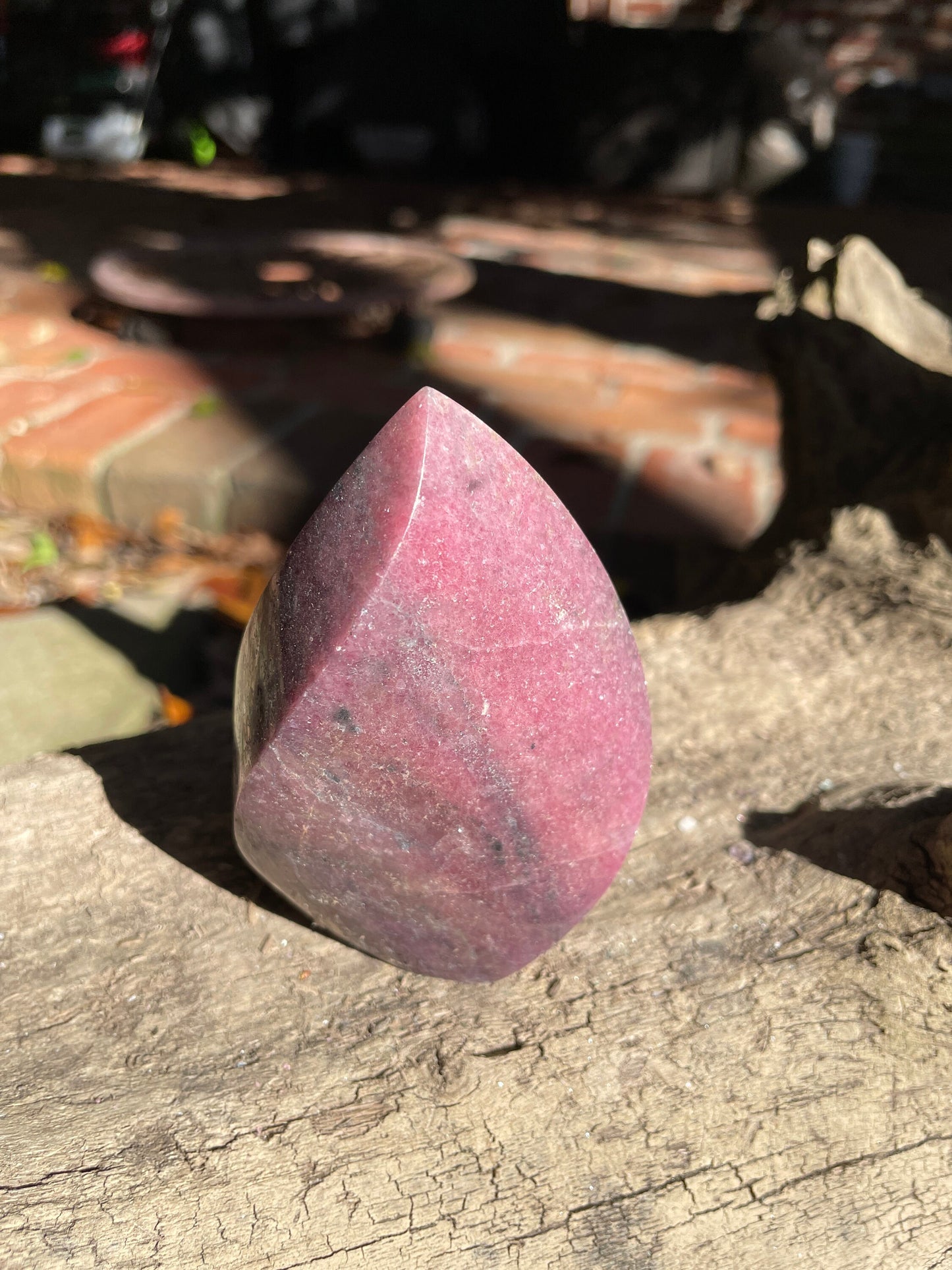 Beautiful Polished Rhodonite Teardrop Specimen 312.2g  From MadagascarMineral