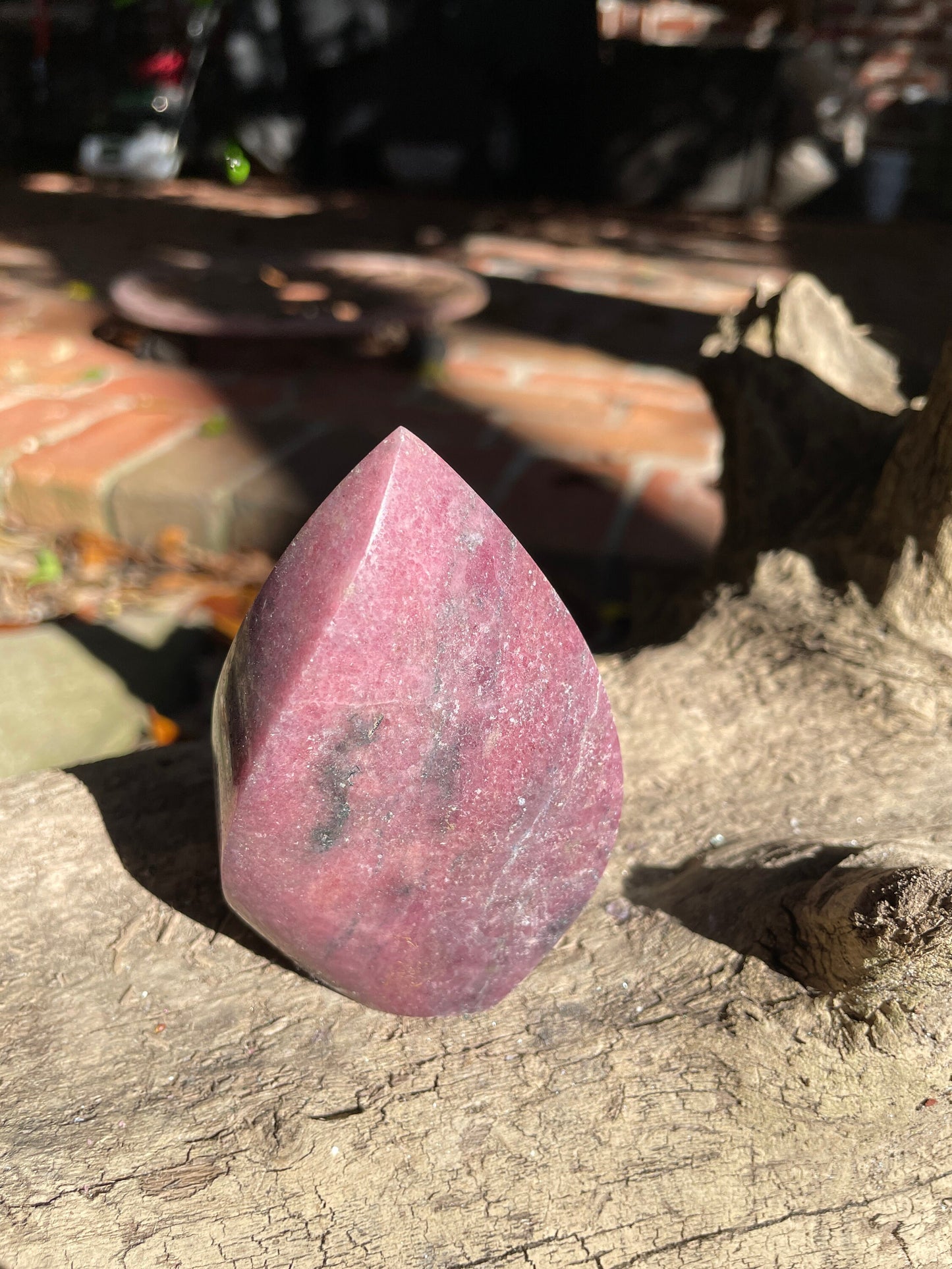 Beautiful Polished Rhodonite Teardrop Specimen 312.2g  From MadagascarMineral