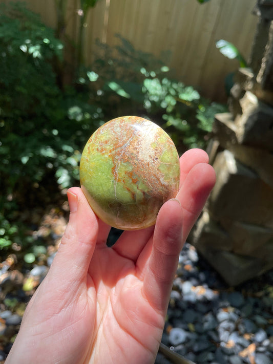 Polished Green Opal Palm Stone From Madagascar, Specimen 86.4g Mineral Crystal