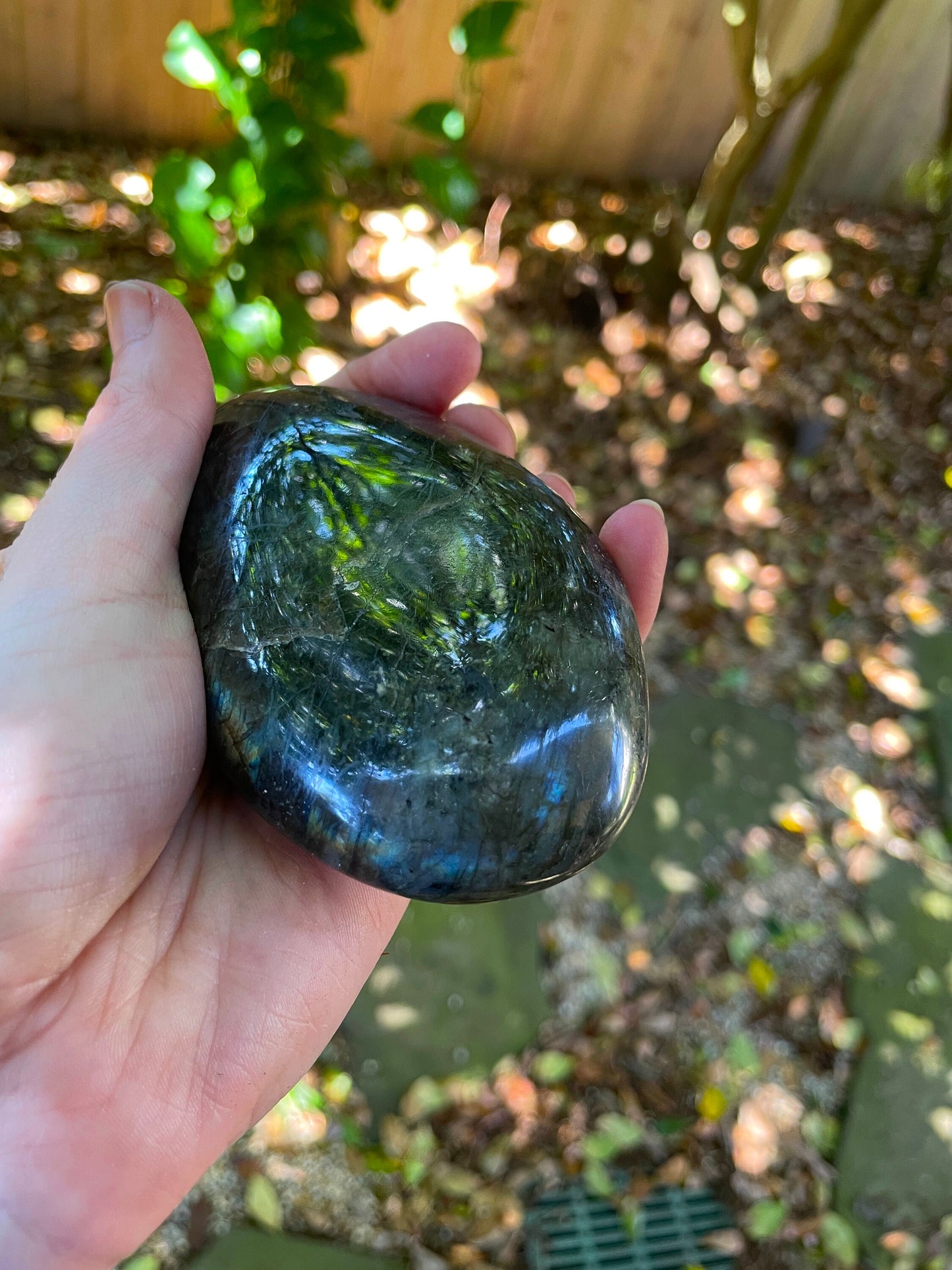 Lovely Polished  Labradorite Palm Stone 288g Great Flash From Madagascar Mineral Crystal