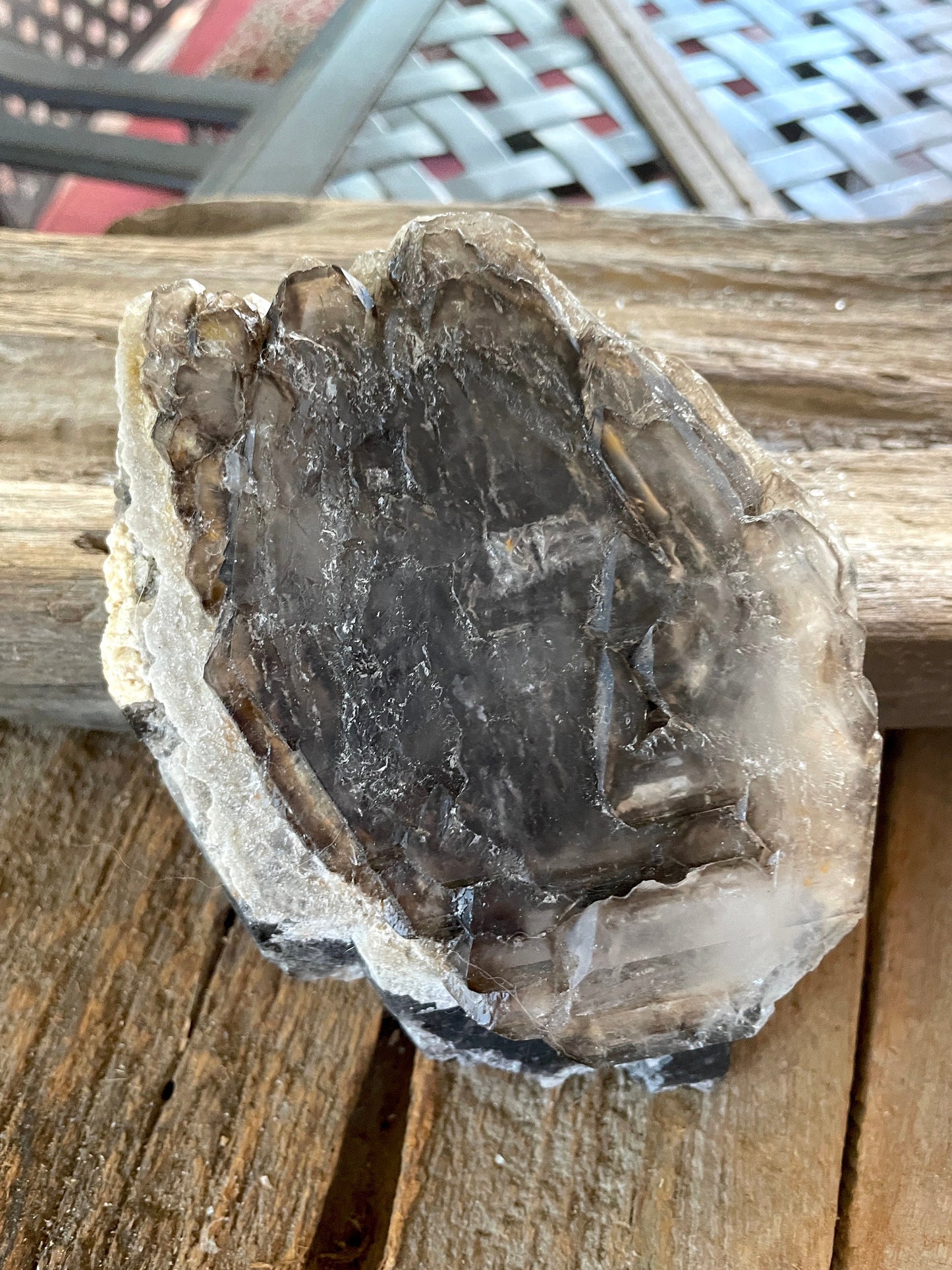Smokey Elesital Quartz 624g Specimen with Feldspar from Minas Gerais Brazil Mineral Crystal