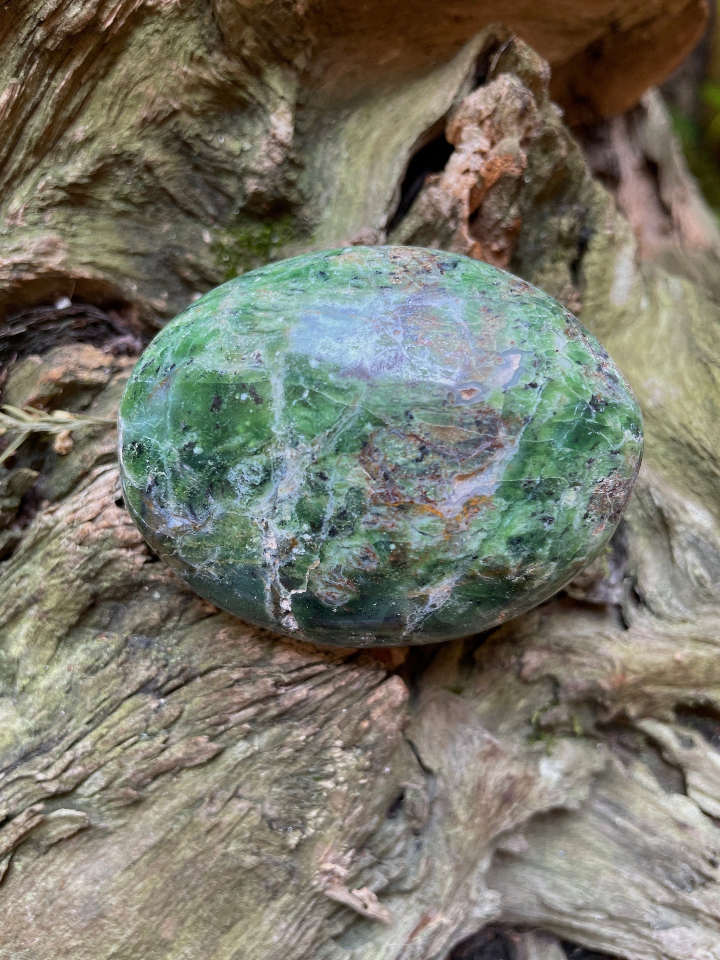 Polished Green Chrysocolla Palm Stone From Madagascar, Specimen 115.4g Mineral Crystal