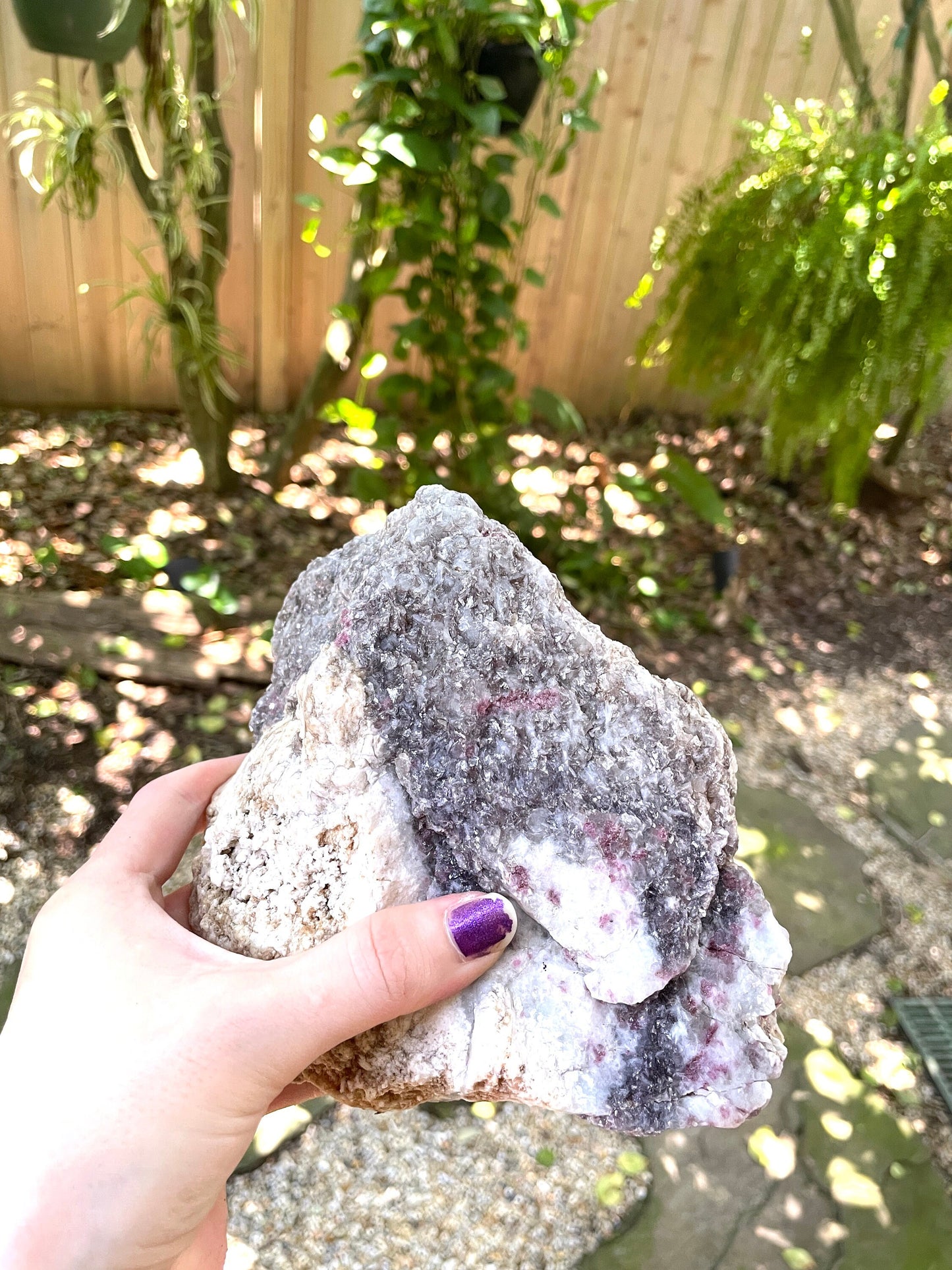Beautiful Lepidolite with Quartz, Feldspar and Rubellite Tourmaline Specimen 2094g From Minas Gerais Brazil